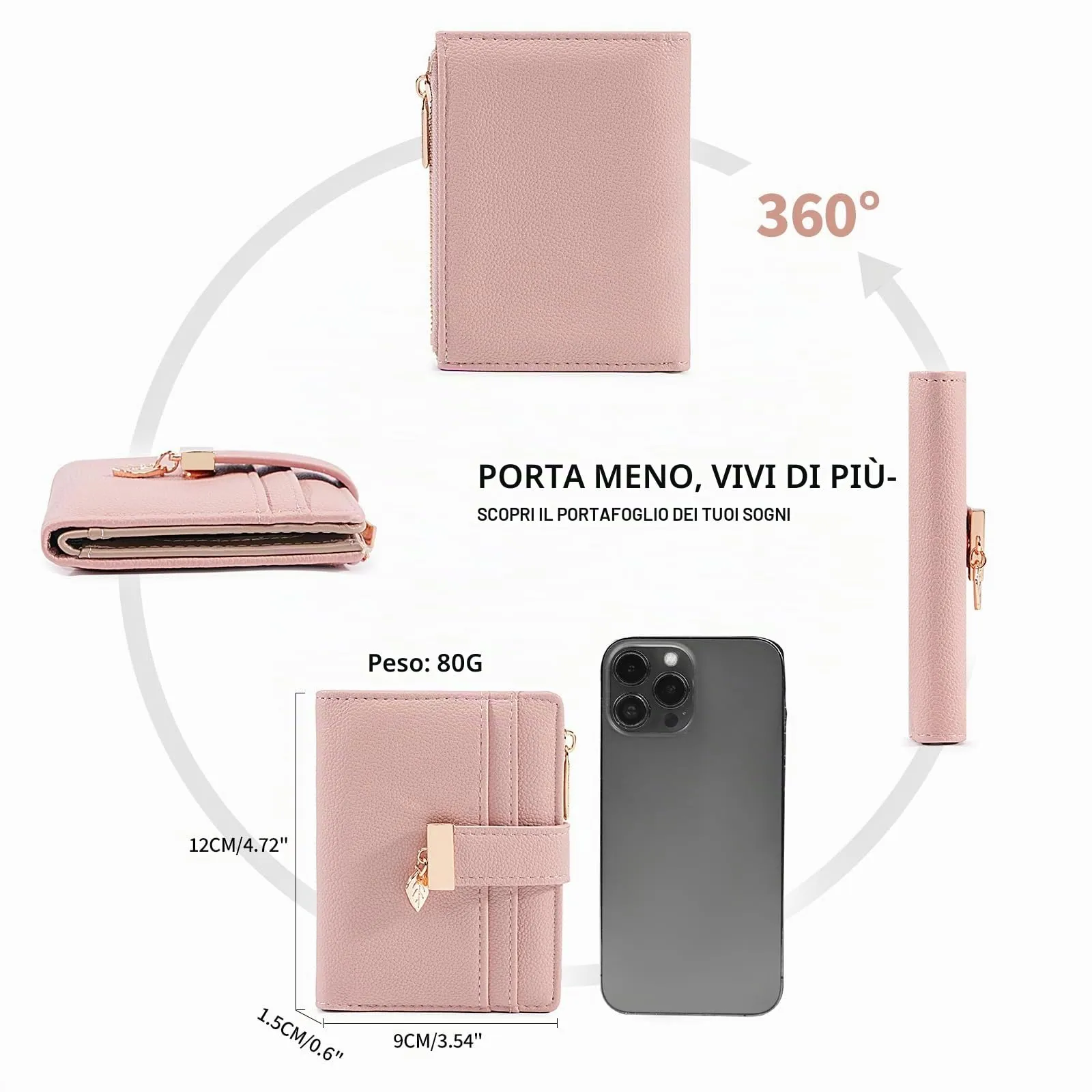 Pomelo Best Portafoglio Donna Compatto con Zip (Beige) - immagine 5
