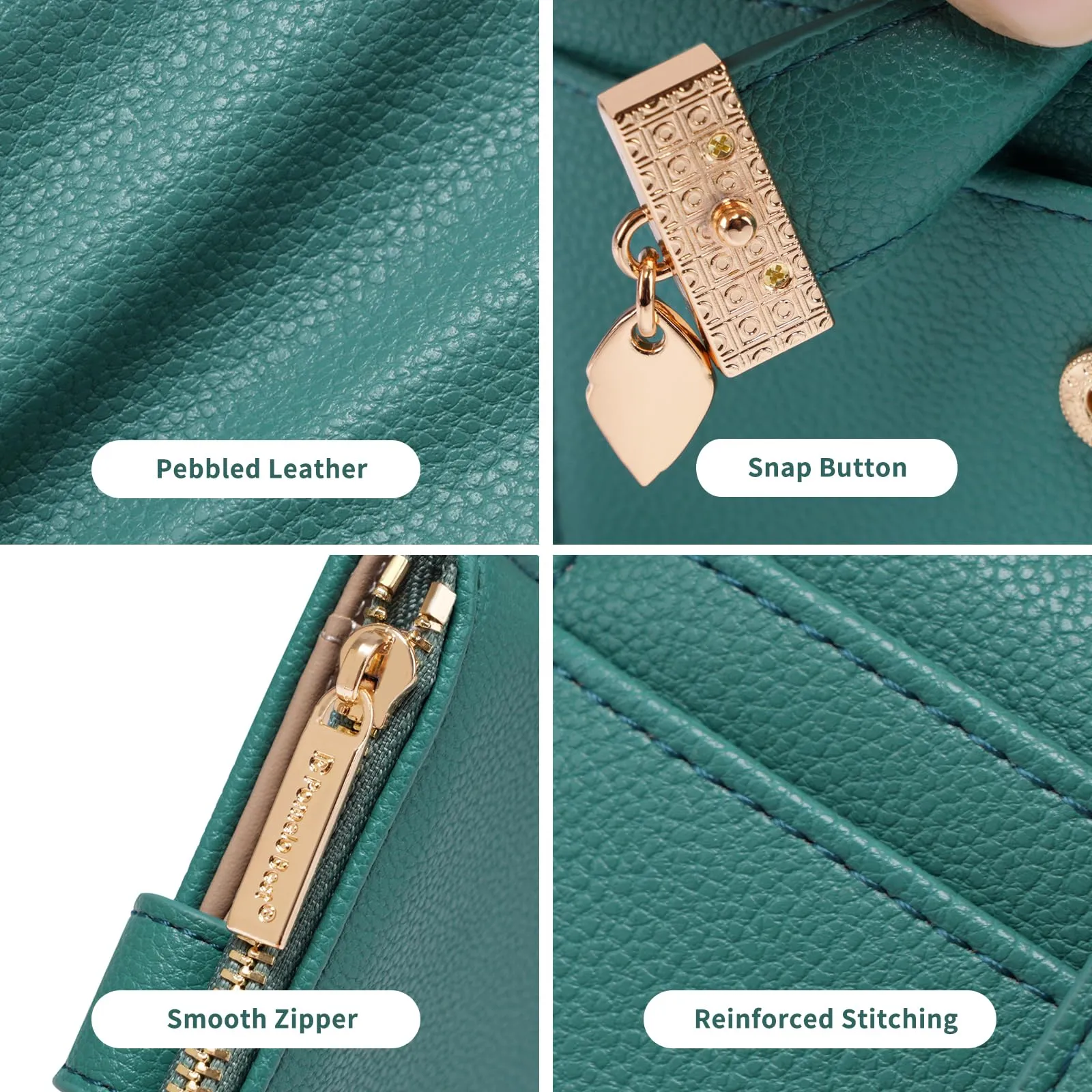 Pomelo Best Portafoglio Donna Compatto con Zip e Scomparti per Carte - Turchese - immagine 3