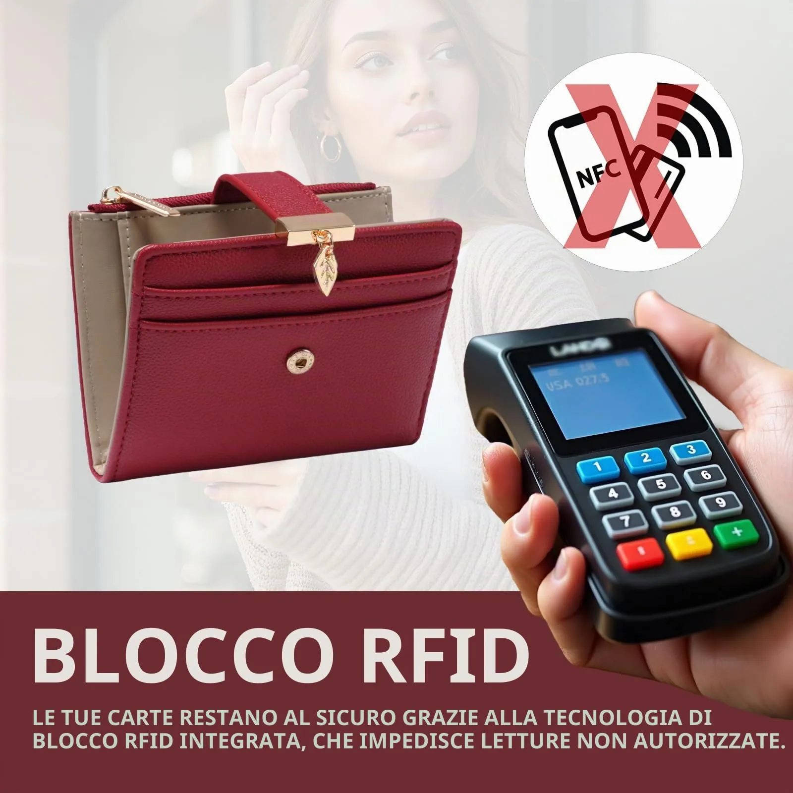 Pomelo Best Portafoglio Donna Compatto con Zip e Scomparti per Carte - immagine 4
