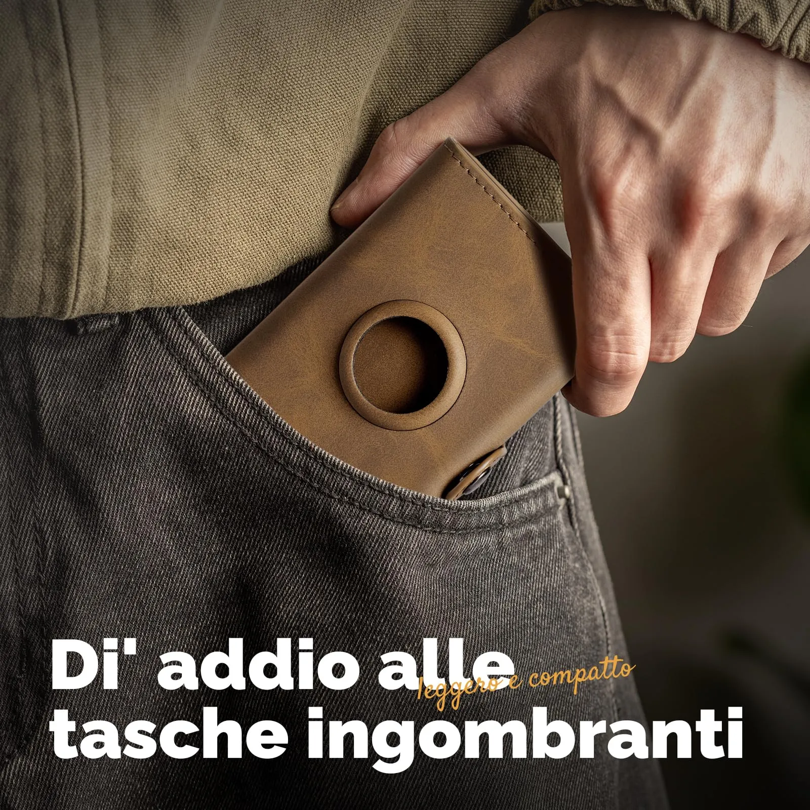 Manmaxim Portafoglio Uomo Slim con Scomparto AirTag, Portacarte RFID Pop-up per 9-12 Carte, Vintage Marrone - immagine 4