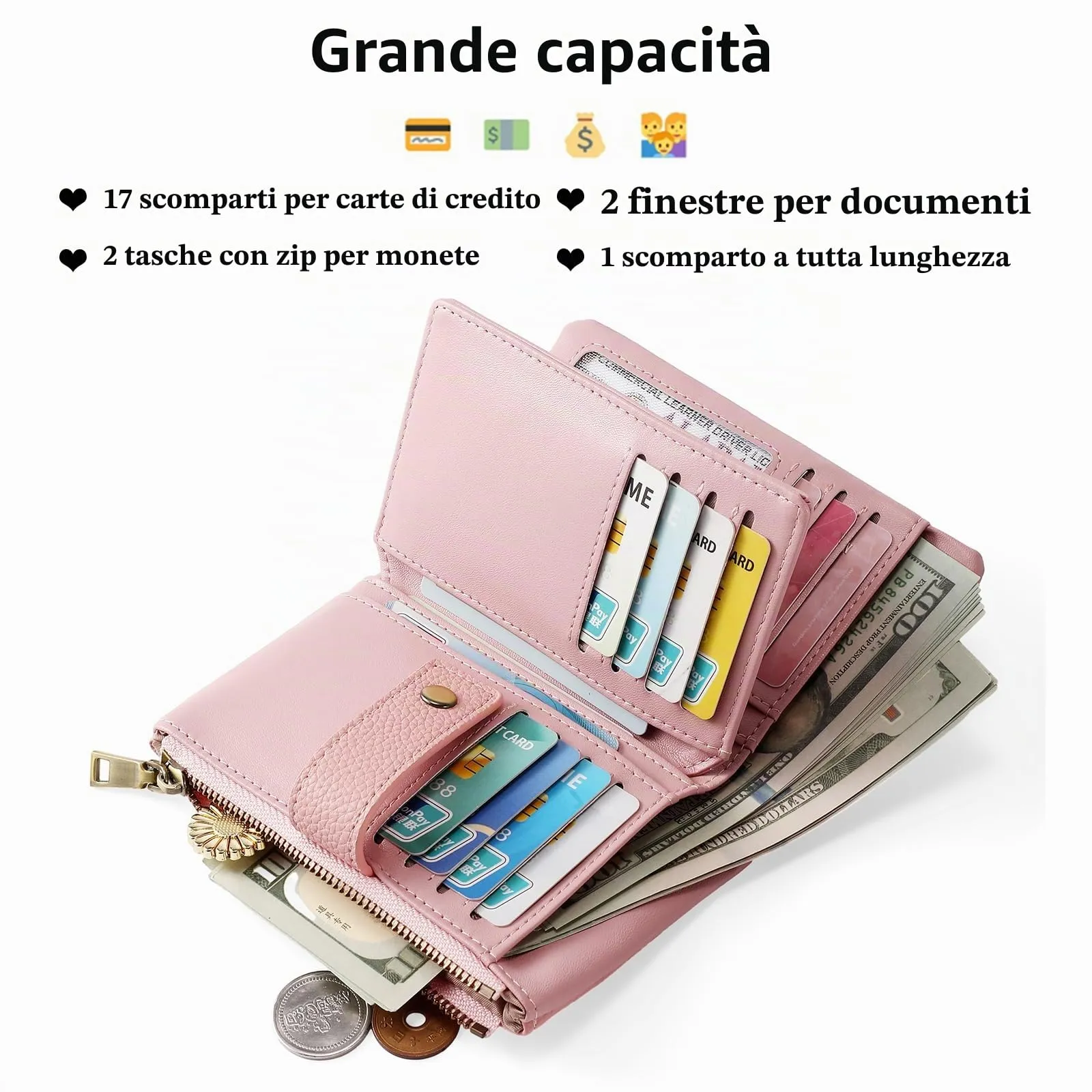 SENDEFN Portafoglio Donna Medio in Pelle con Blocco RFID e Tracolla Staccabile - immagine 2