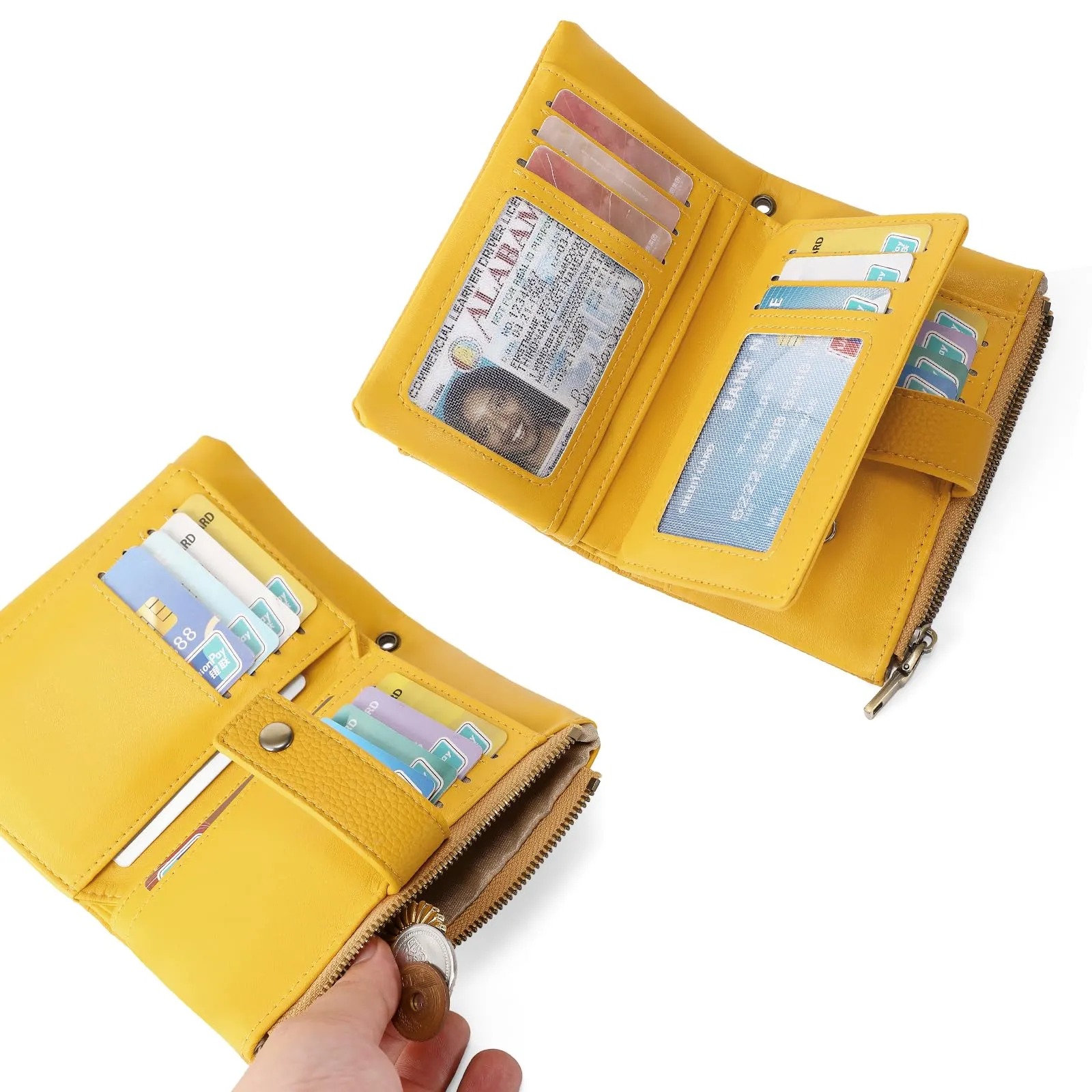 SENDEFN Portafoglio Donna Medio in Pelle con Blocco RFID, Portamonete con Slot per Carte e Tracolla Staccabile - immagine 4