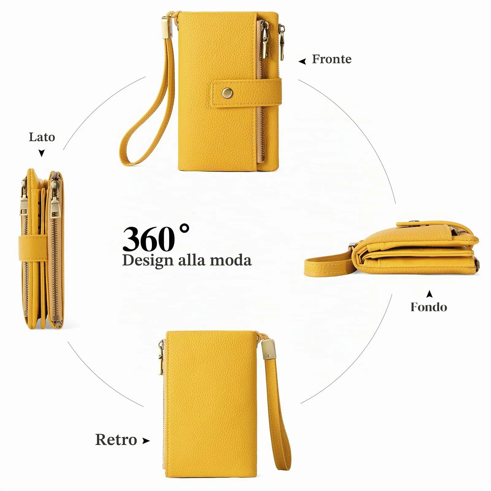 SENDEFN Portafoglio Donna Medio in Pelle con Blocco RFID, Portamonete con Slot per Carte e Tracolla Staccabile - immagine 5