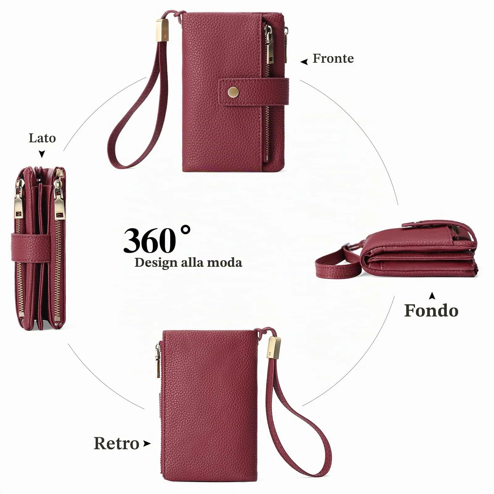 SENDEFN Portafoglio Donna Medio in Pelle con Blocco RFID, Portamonete e Tracolla Staccabile - immagine 5