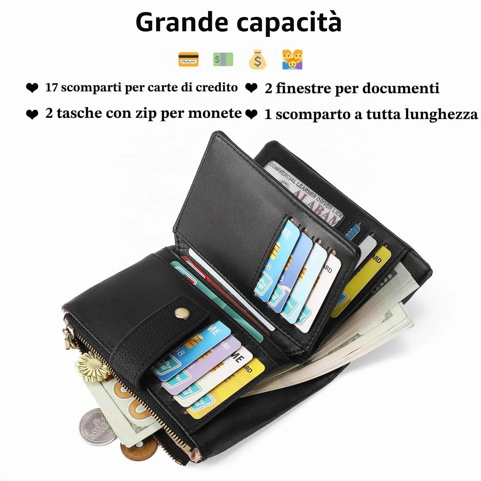SENDEFN Portafoglio Medio in Pelle con Blocco RFID e Tracolla Staccabile per Donna - immagine 2