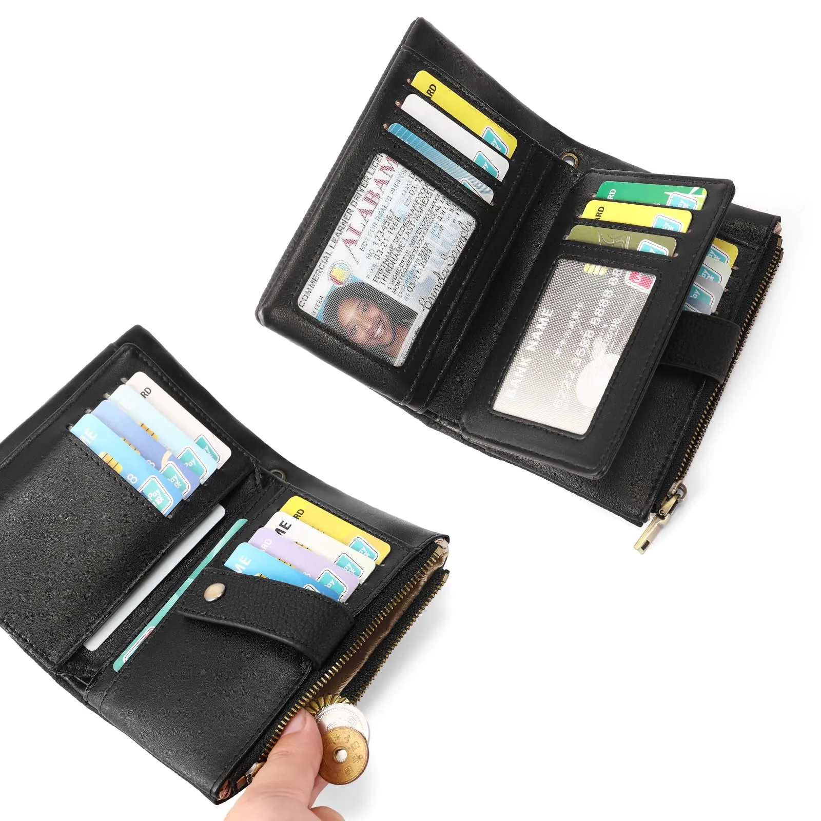 SENDEFN Portafoglio Medio in Pelle con Blocco RFID e Tracolla Staccabile per Donna - immagine 4