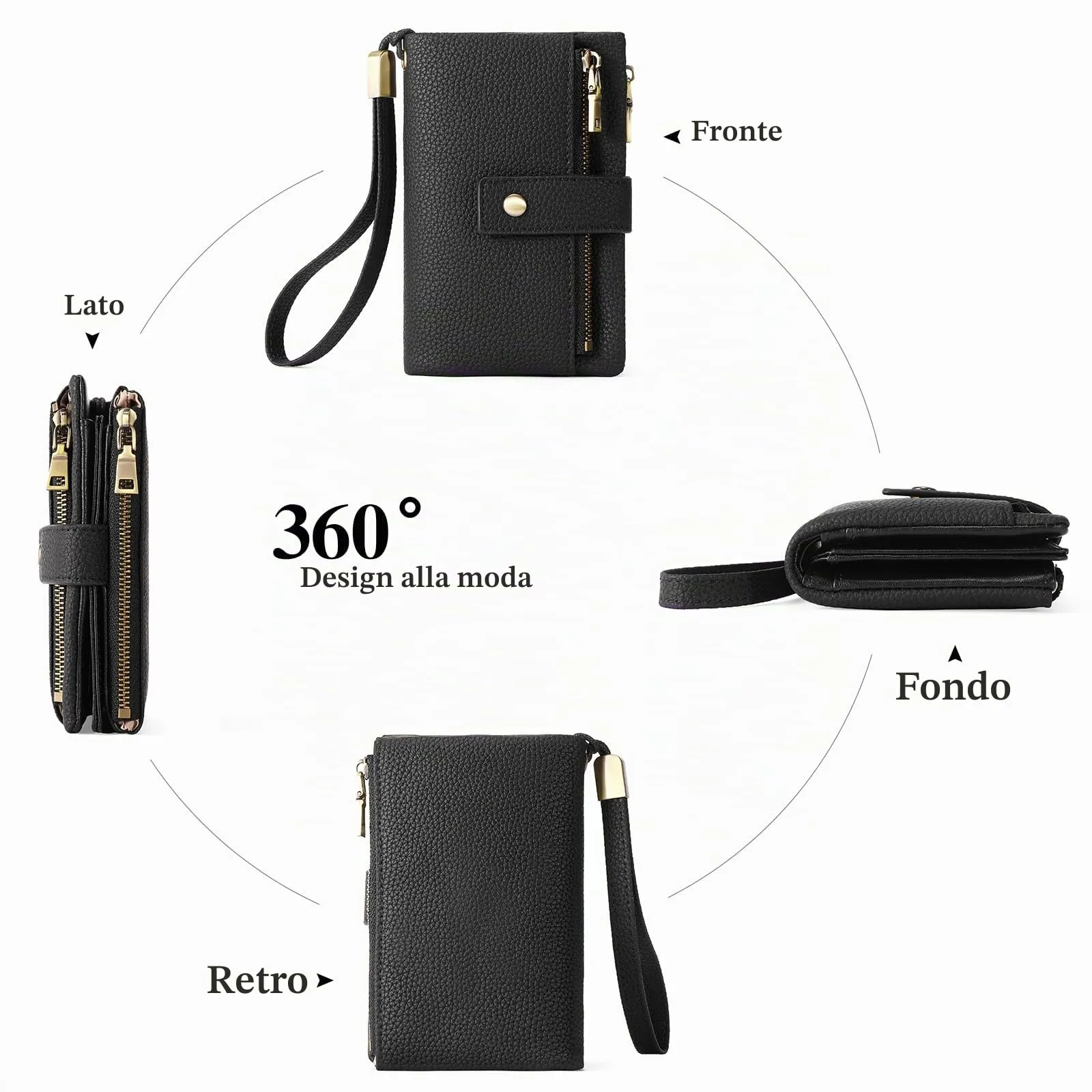 SENDEFN Portafoglio Medio in Pelle con Blocco RFID e Tracolla Staccabile per Donna - immagine 5