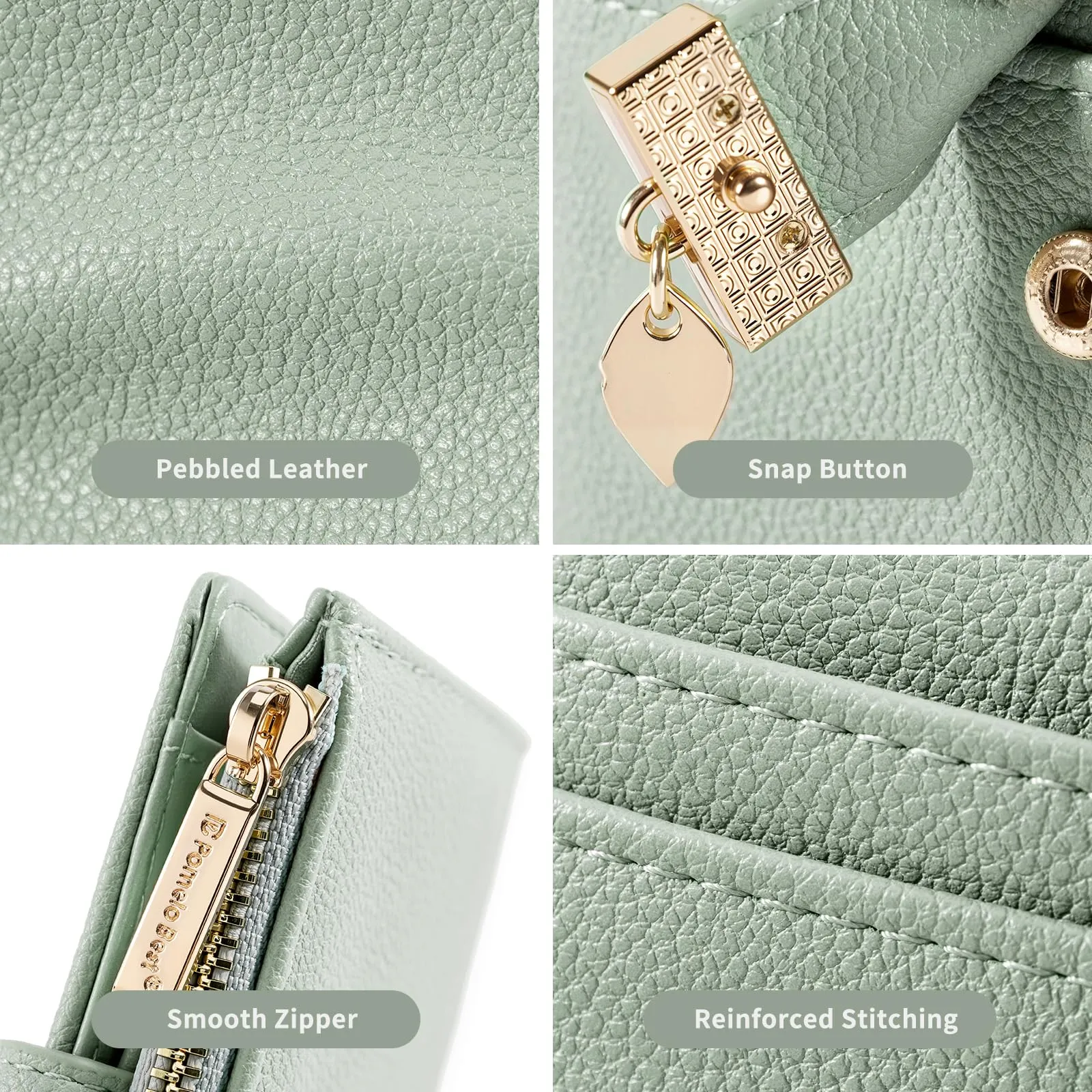 Pomelo Best Piccolo Portafoglio Donna Compatto con Zip e Scomparti per Carte - Verde - immagine 2