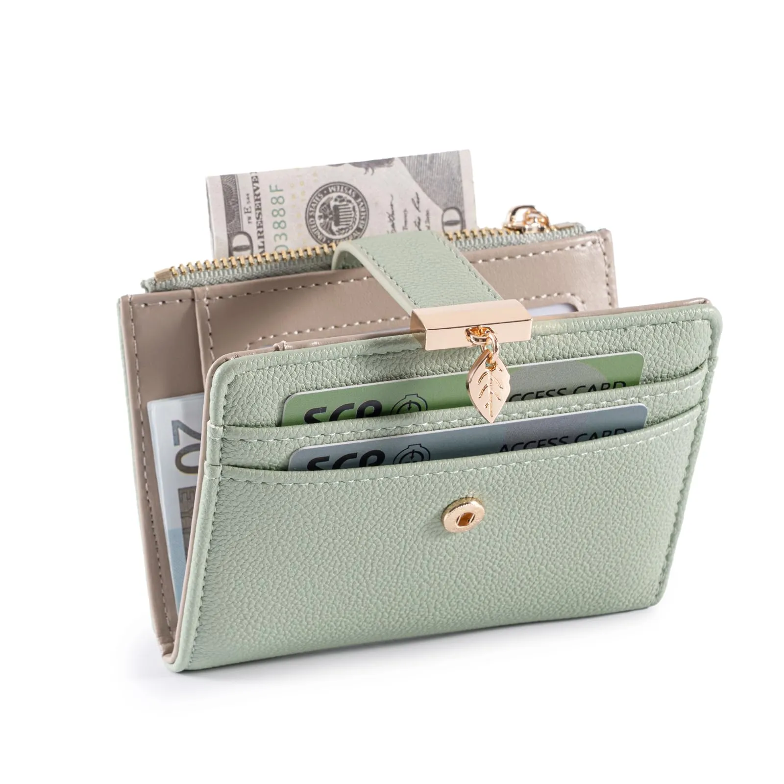 Pomelo Best Piccolo Portafoglio Donna Compatto con Zip e Scomparti per Carte - Verde - immagine 5