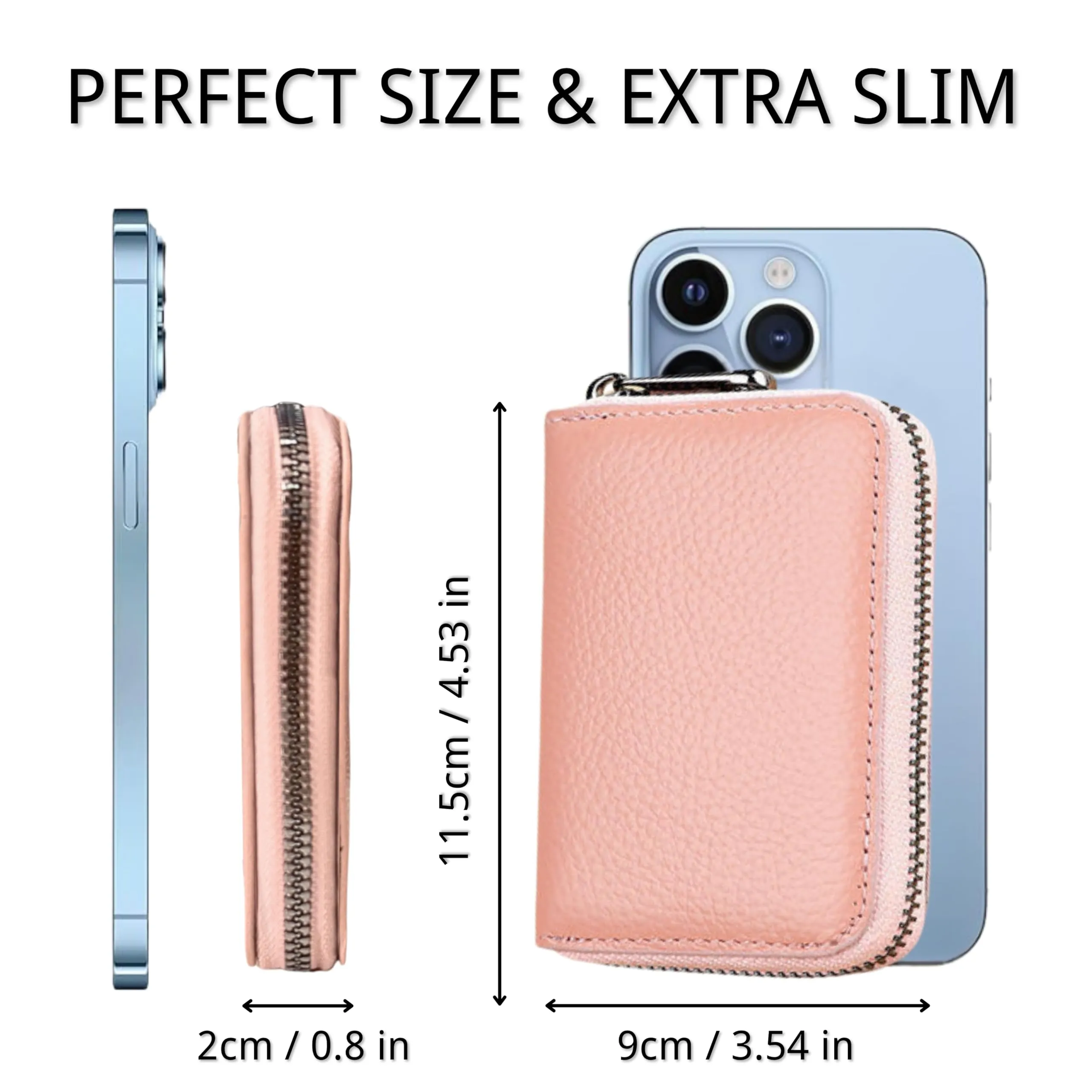 LUFFLOK Portafoglio Slim e Porta Carte in Ecopelle, Rosa - immagine 2