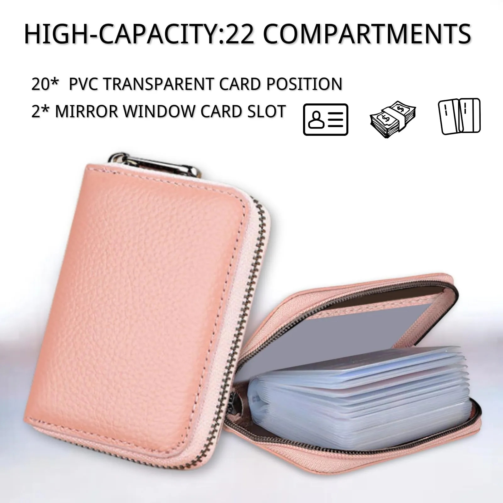 LUFFLOK Portafoglio Slim e Porta Carte in Ecopelle, Rosa - immagine 6