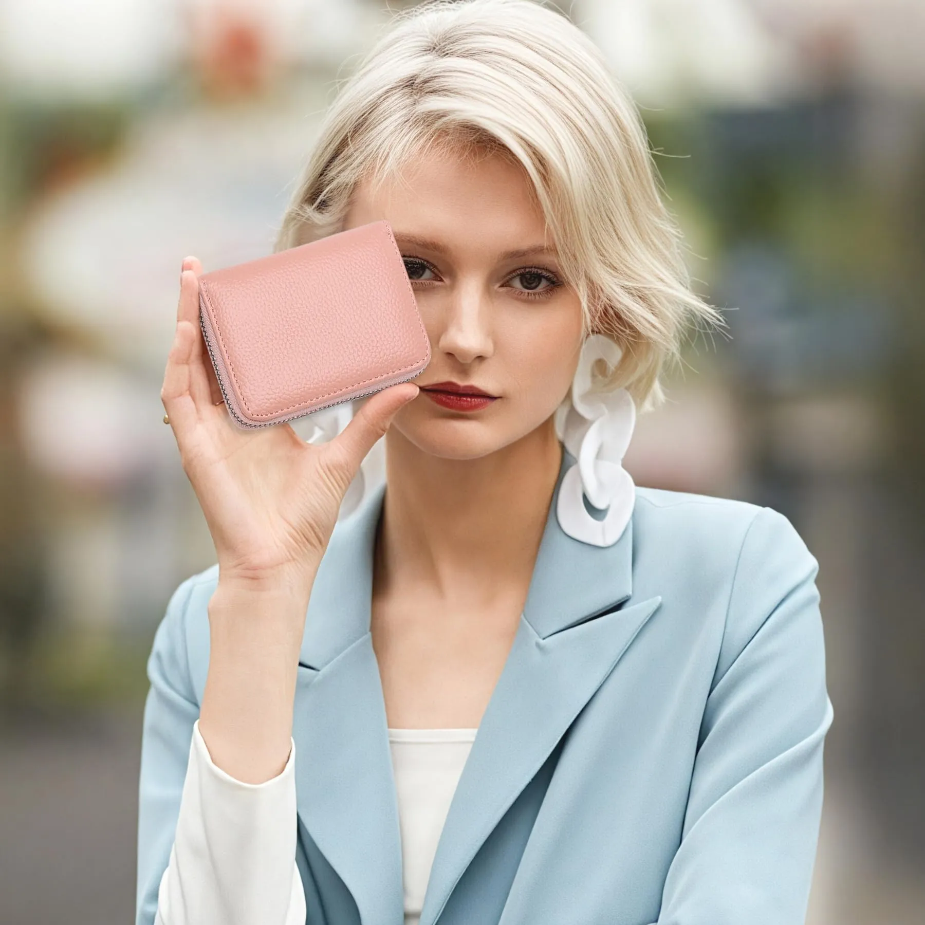 LUFFLOK Portafoglio Slim e Porta Carte in Ecopelle, Rosa - immagine 7