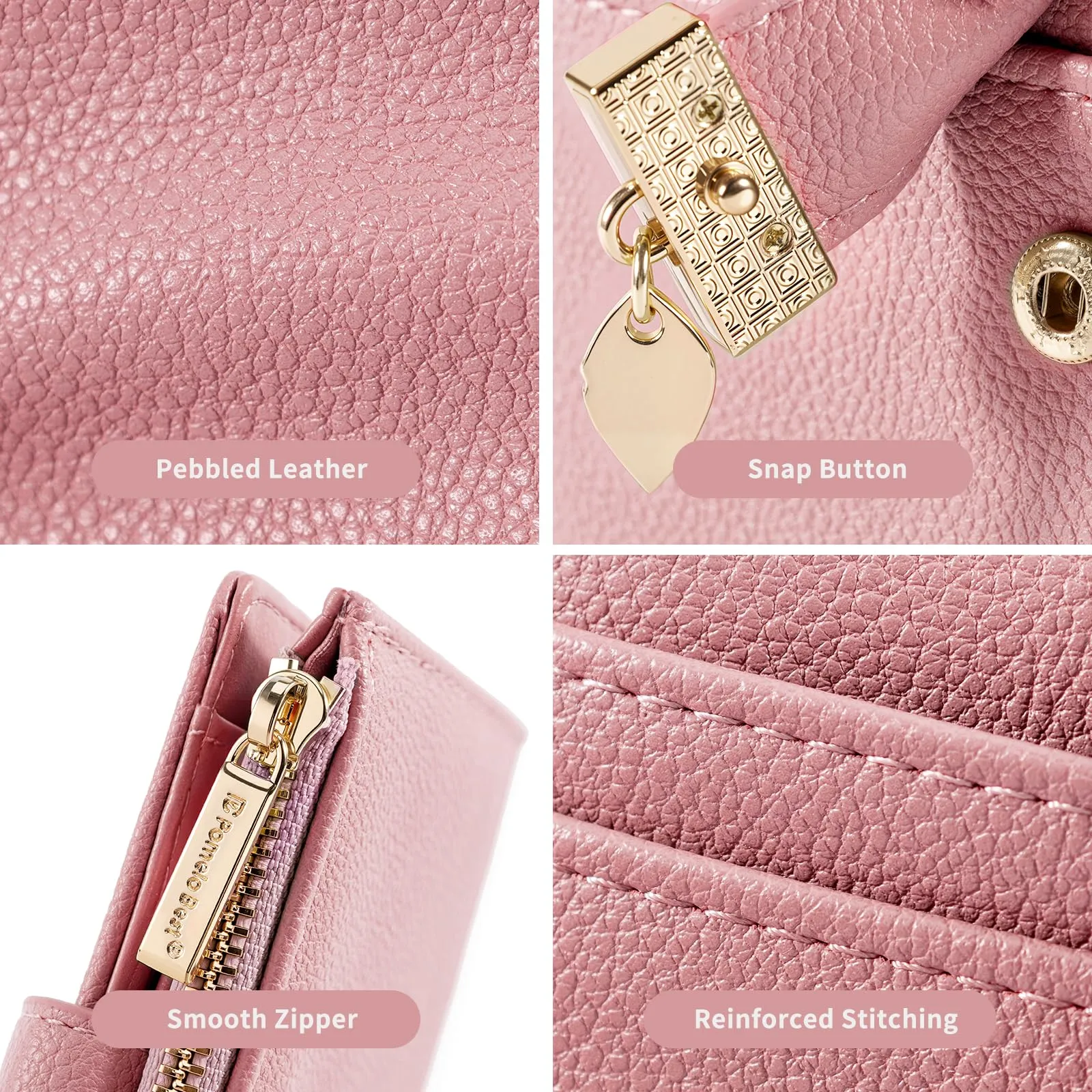 Pomelo Best Piccolo Portafoglio Donna con Zip e Scomparti per Carte, Rosa Antico - immagine 4