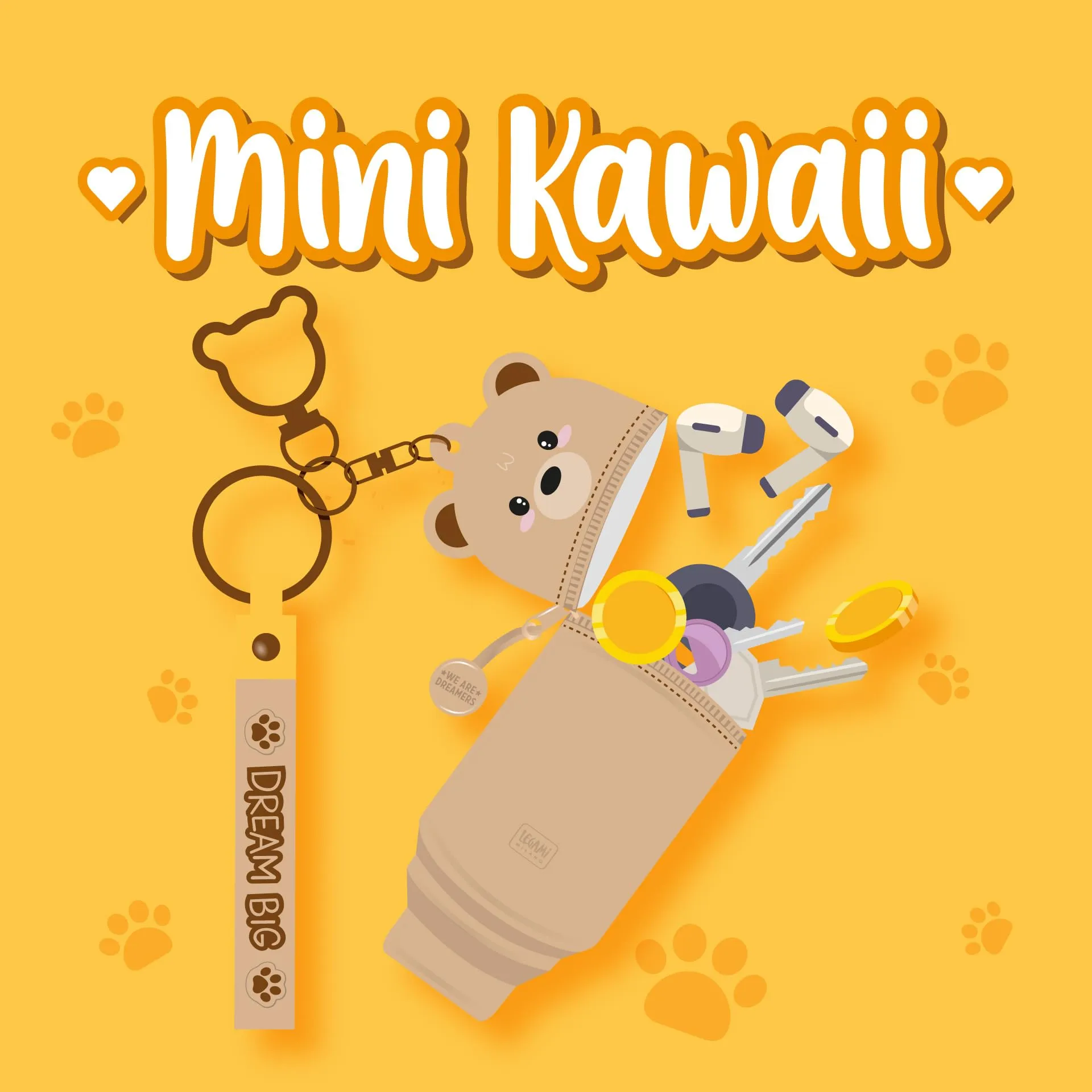 Legami Portamonete con Portachiavi Mini Kawaii Teddy Bear in Silicone, 5 x 12 x 5 cm - immagine 2