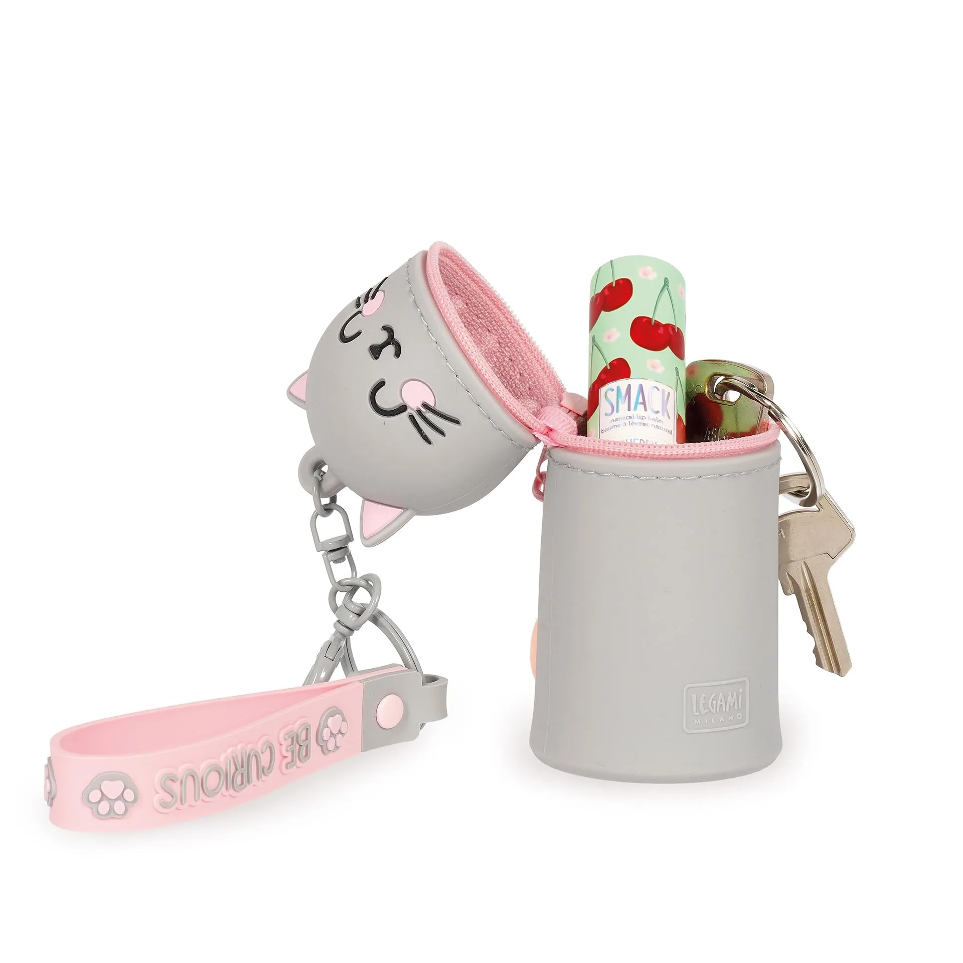 Legami Portamonete con Portachiavi Mini Kawaii, Tema Kitty, in Silicone, 5 x 12 x 5 cm - immagine 6