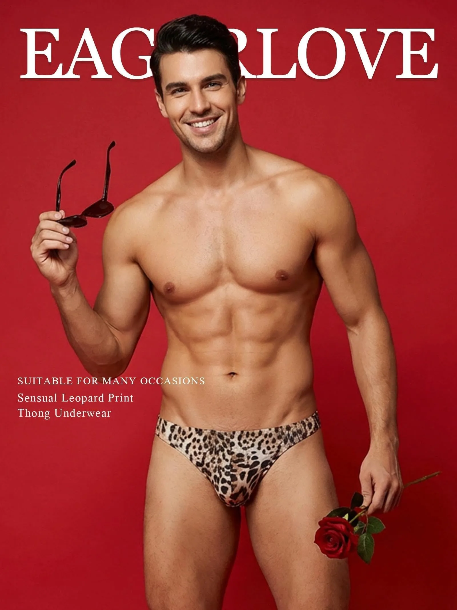 Eagerlove Perizoma Uomo Leopardato Marrone L - immagine 2