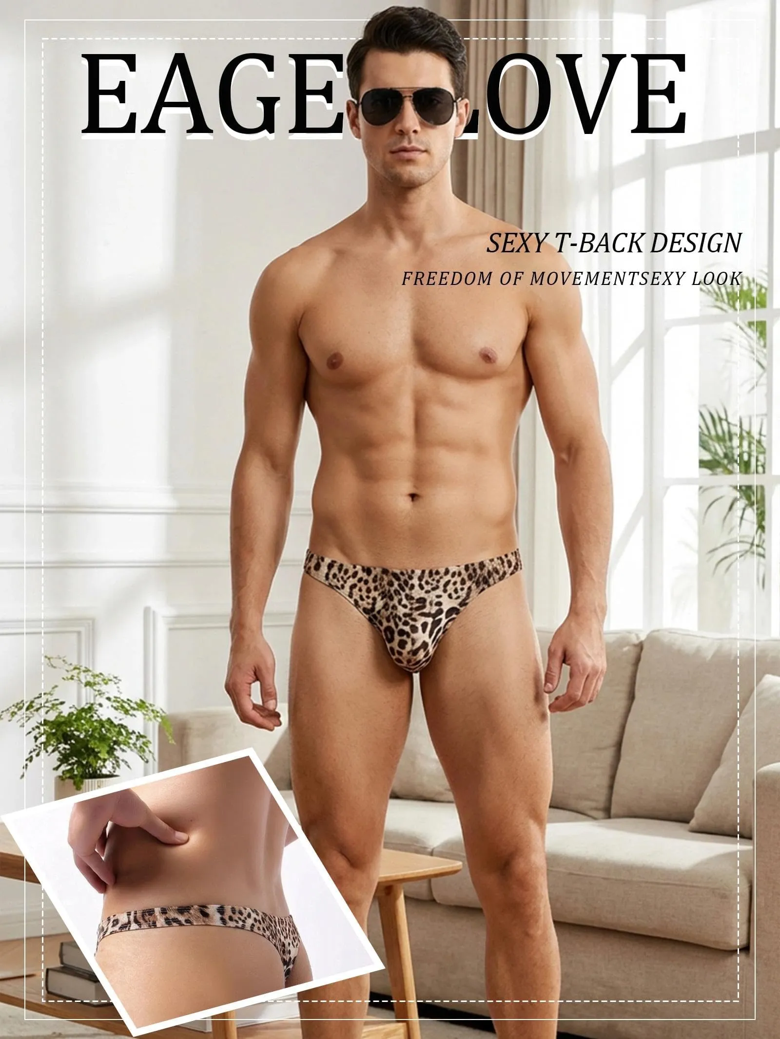 Eagerlove Perizoma Uomo Costume Leopardato Micro Marrone XXL - immagine 4