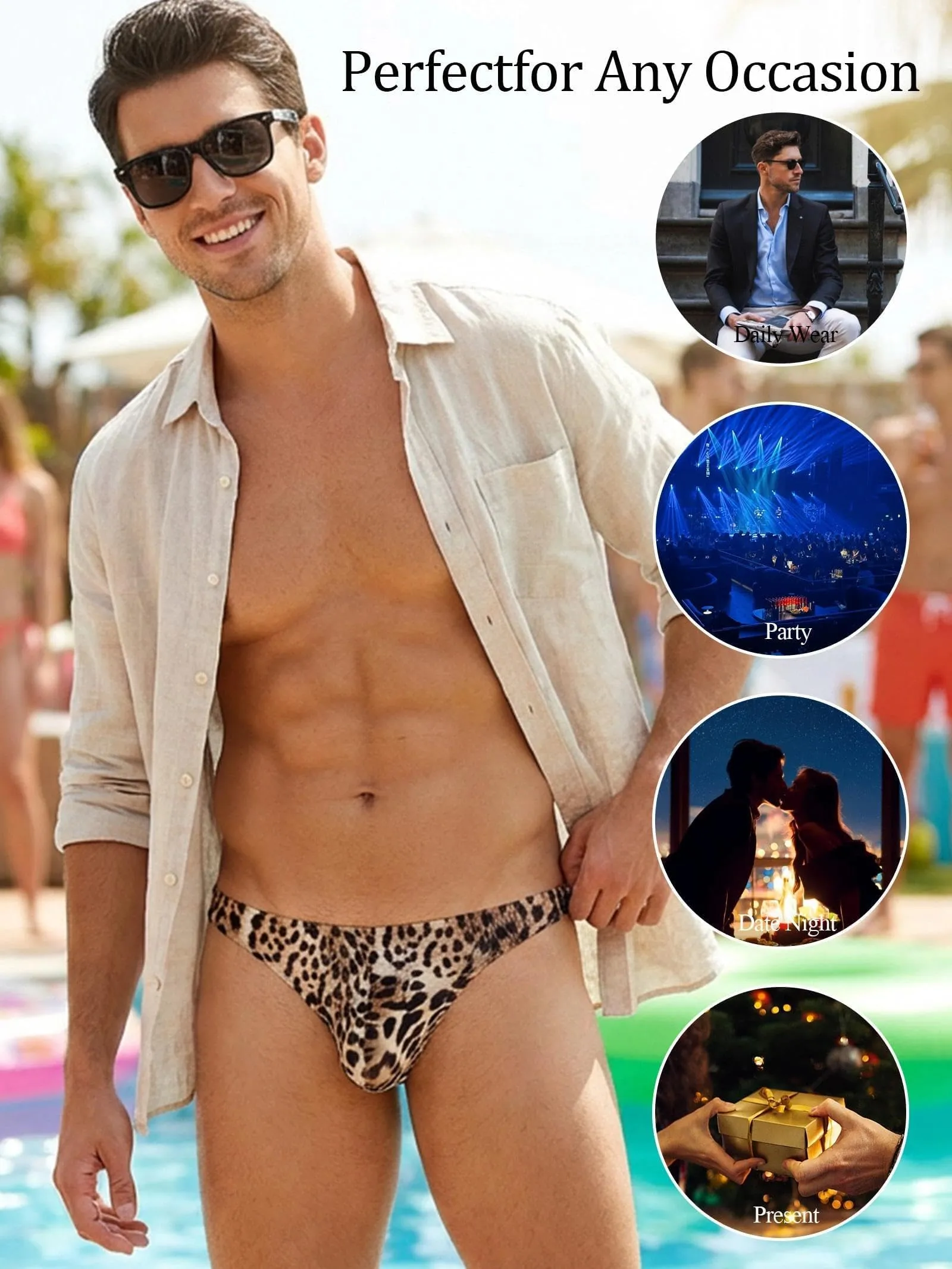 Eagerlove Perizoma Uomo Costume Leopardato Micro Marrone XXL - immagine 5
