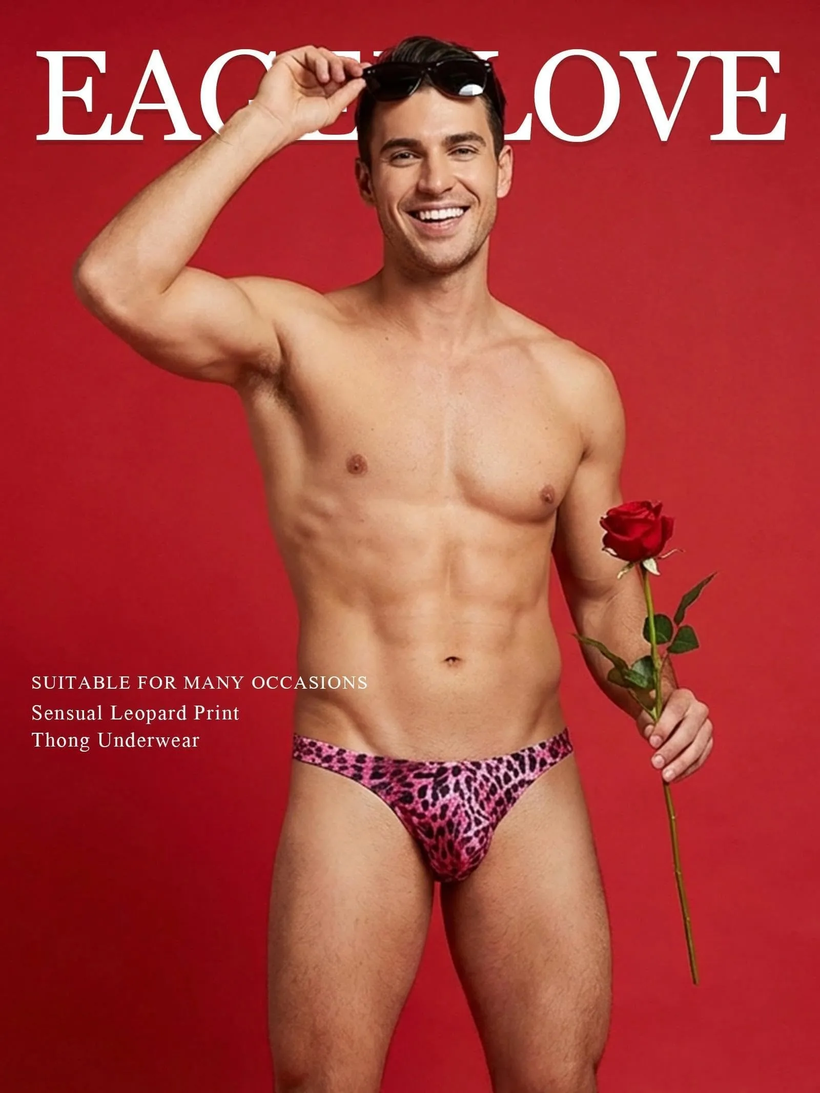Eagerlove Perizoma Uomo Leopardato Rosa M - immagine 2