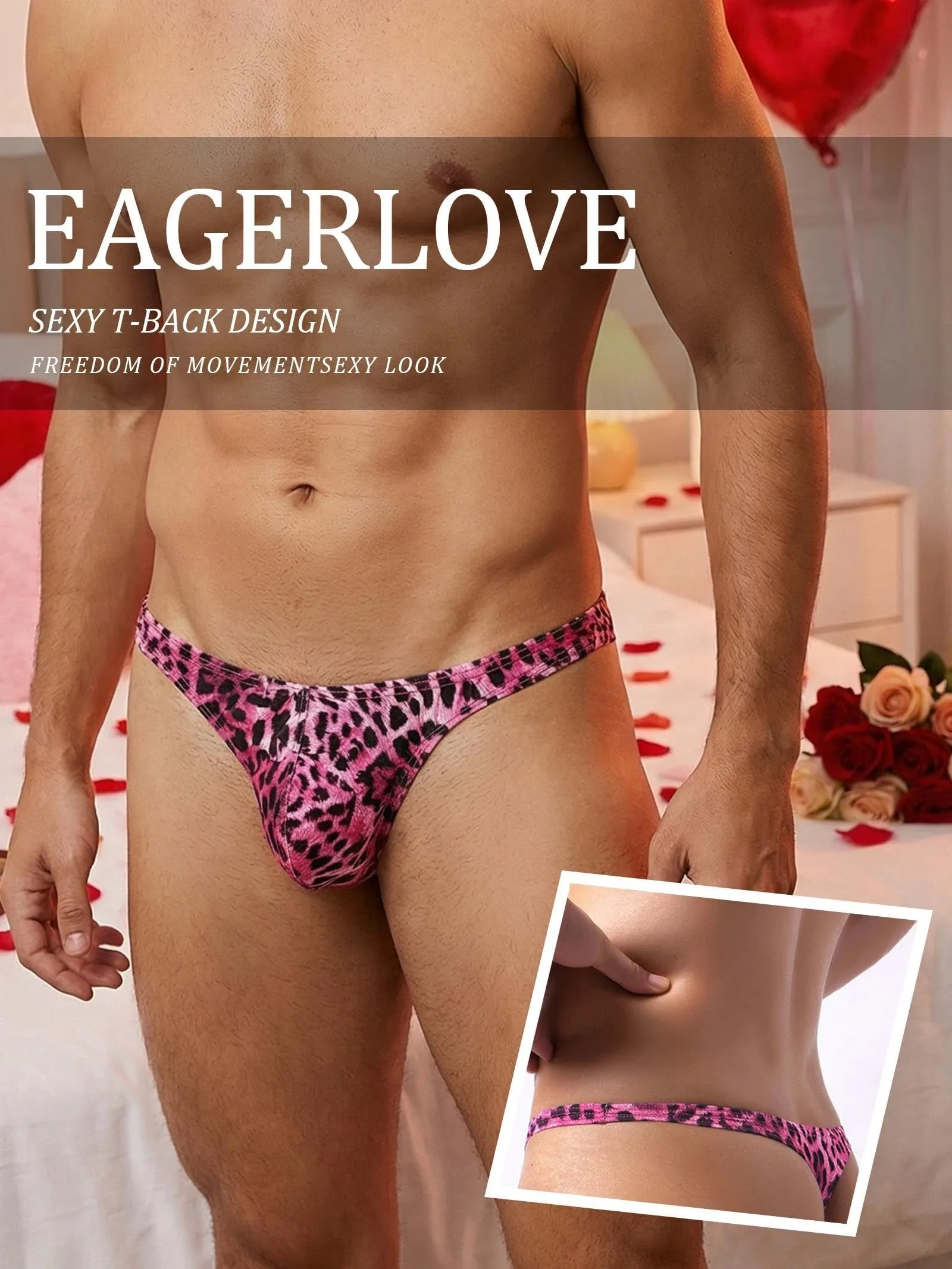 Eagerlove Perizoma Uomo Leopardato Rosa M - immagine 4