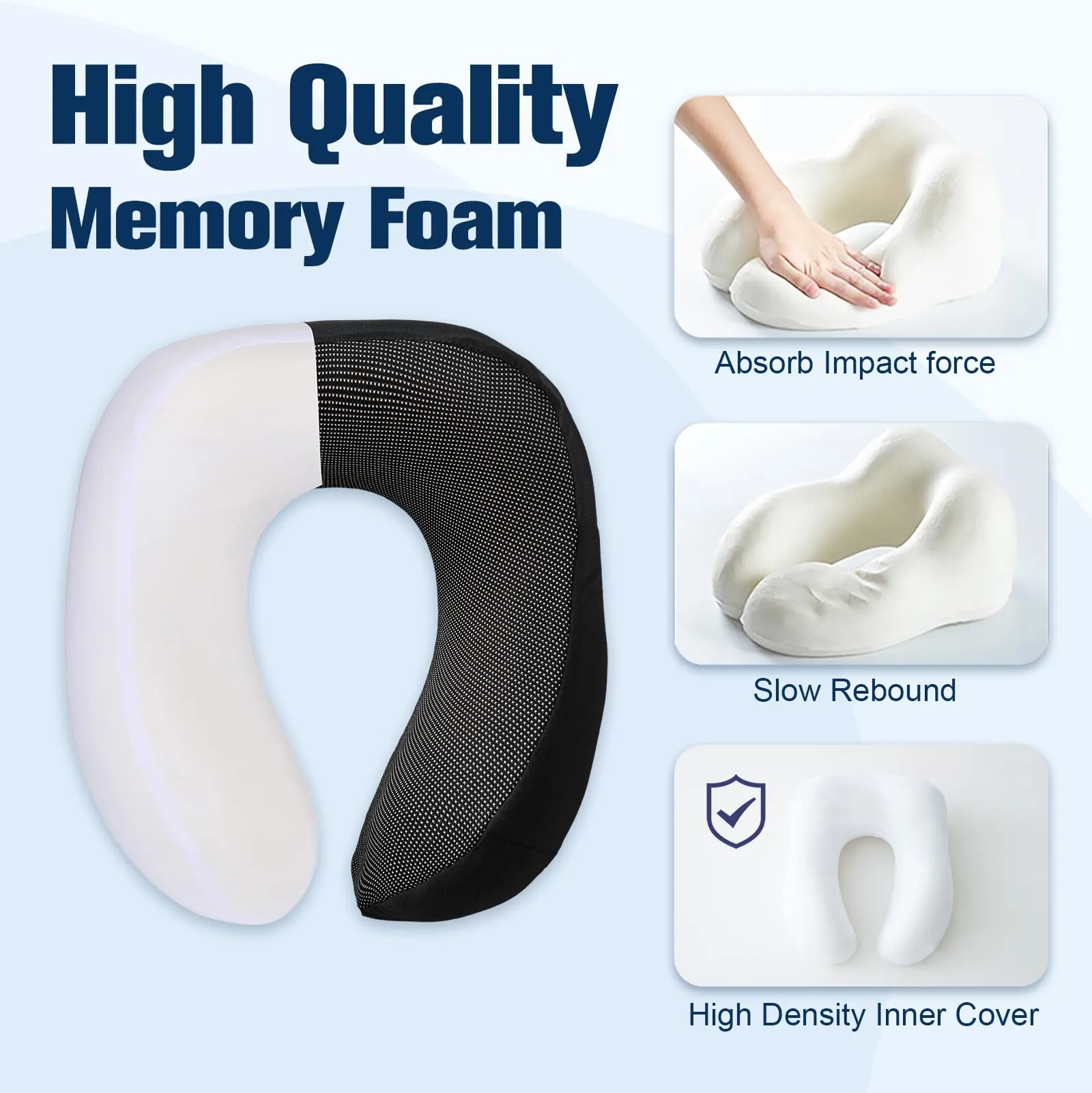 Cirorld Cuscino da Viaggio per Collo in Memory Foam Regolabile con Maschera per Dormire, Tappi Auricolari e Borsa per Trasporto - immagine 4