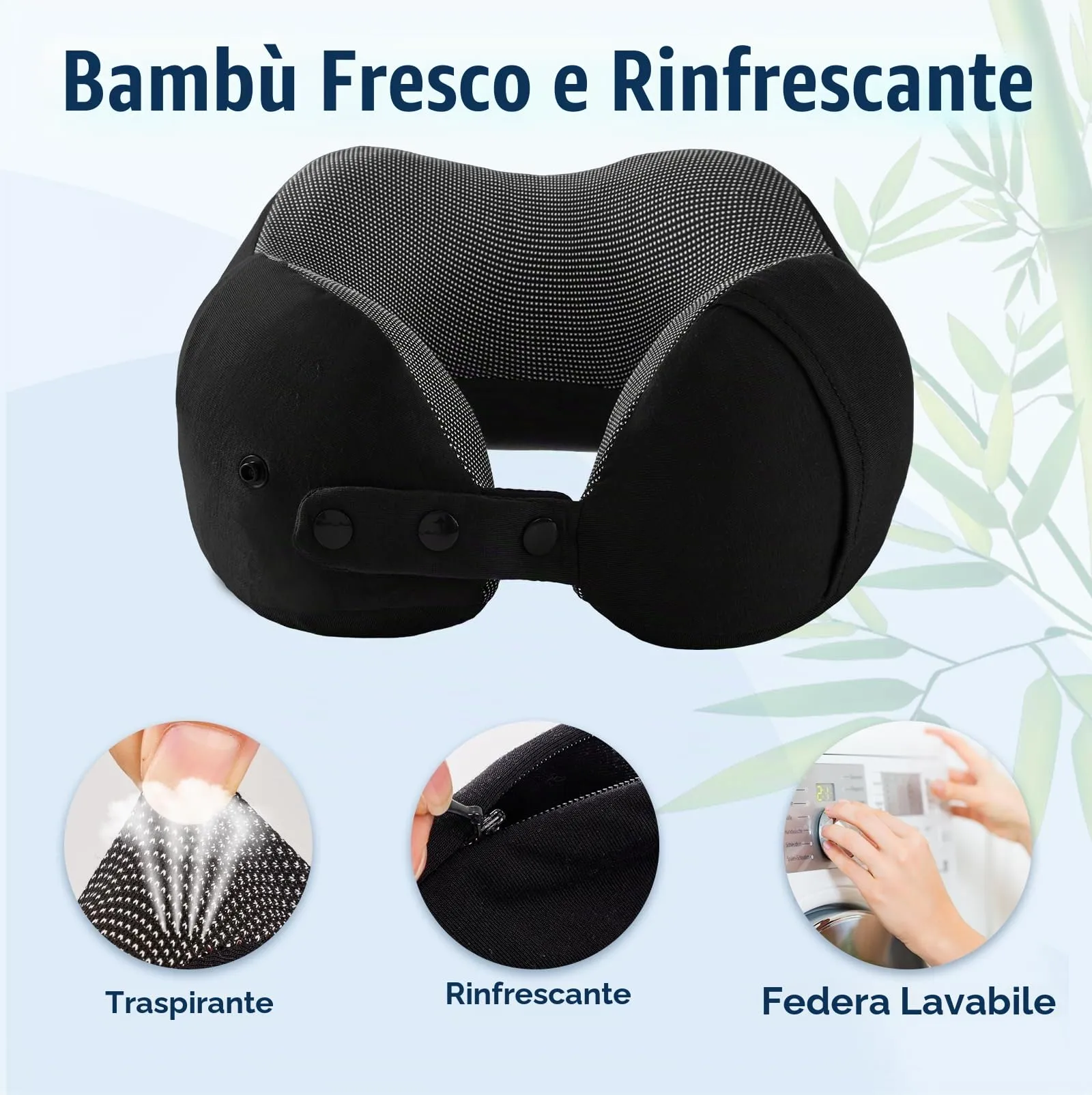 Cirorld Cuscino da Viaggio per Collo in Memory Foam Regolabile con Maschera per Dormire, Tappi Auricolari e Borsa per Trasporto - immagine 5