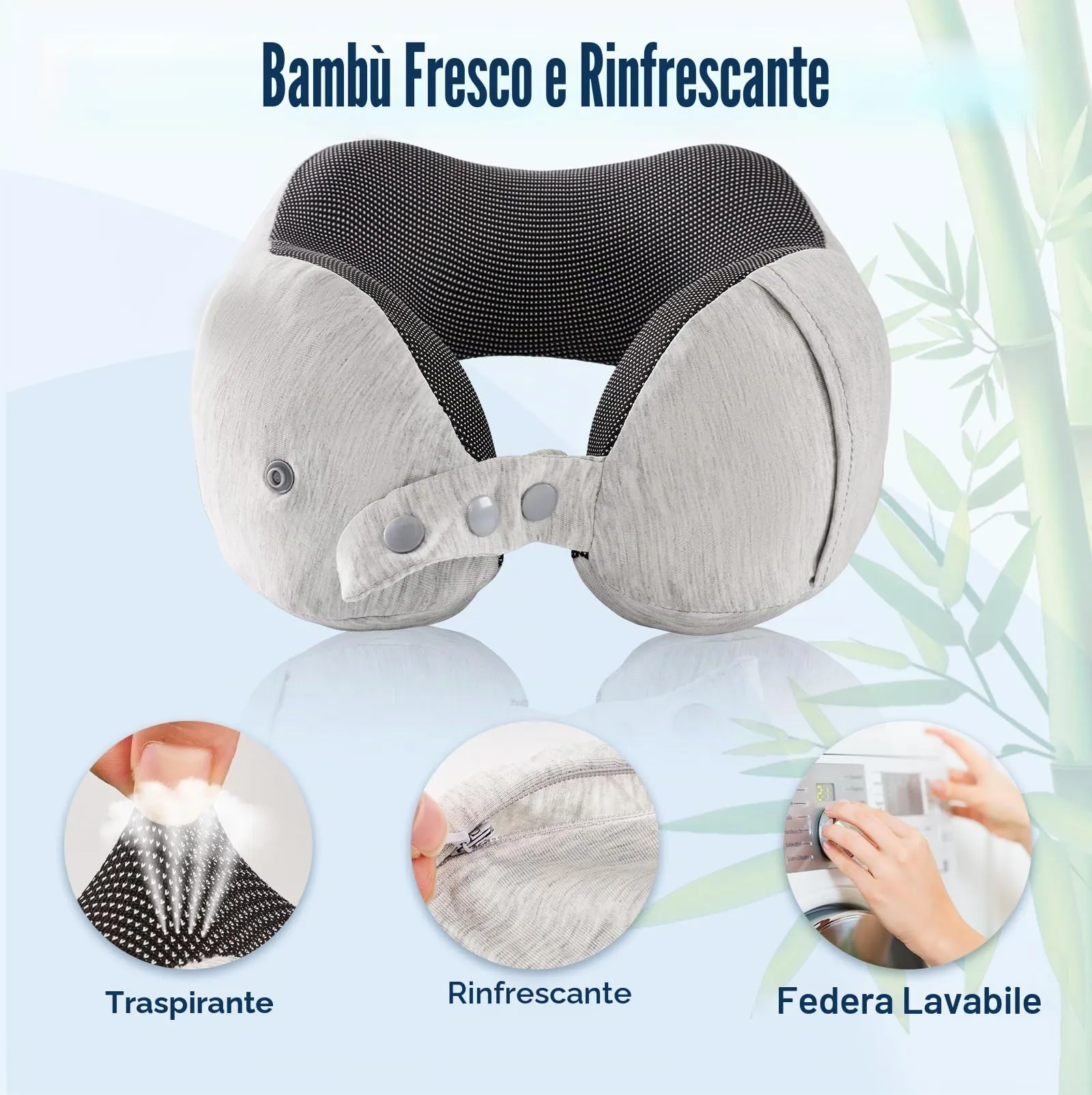 Cirorld Cuscino da Viaggio per Collo in Memory Foam Regolabile con Maschera per Dormire, Tappi Auricolari e Borsa per Trasporto - immagine 5
