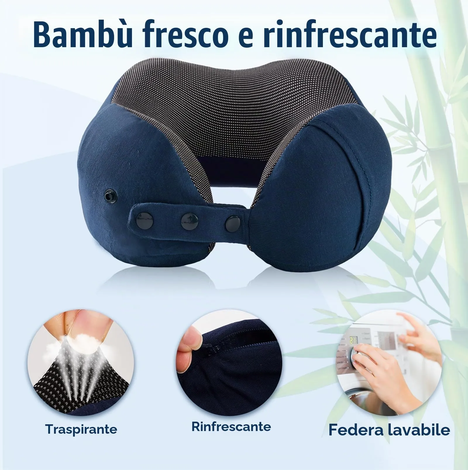 Cirorld Cuscino da Viaggio per Collo in Memory Foam Regolabile, con Maschera per Dormire, Tappi Auricolari e Borsa per Trasporto - immagine 5