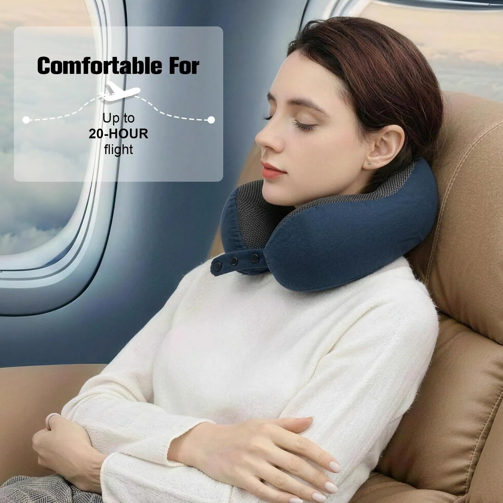 Cirorld Cuscino da Viaggio per Collo in Memory Foam Regolabile, con Maschera per Dormire, Tappi Auricolari e Borsa per Trasporto - immagine 9