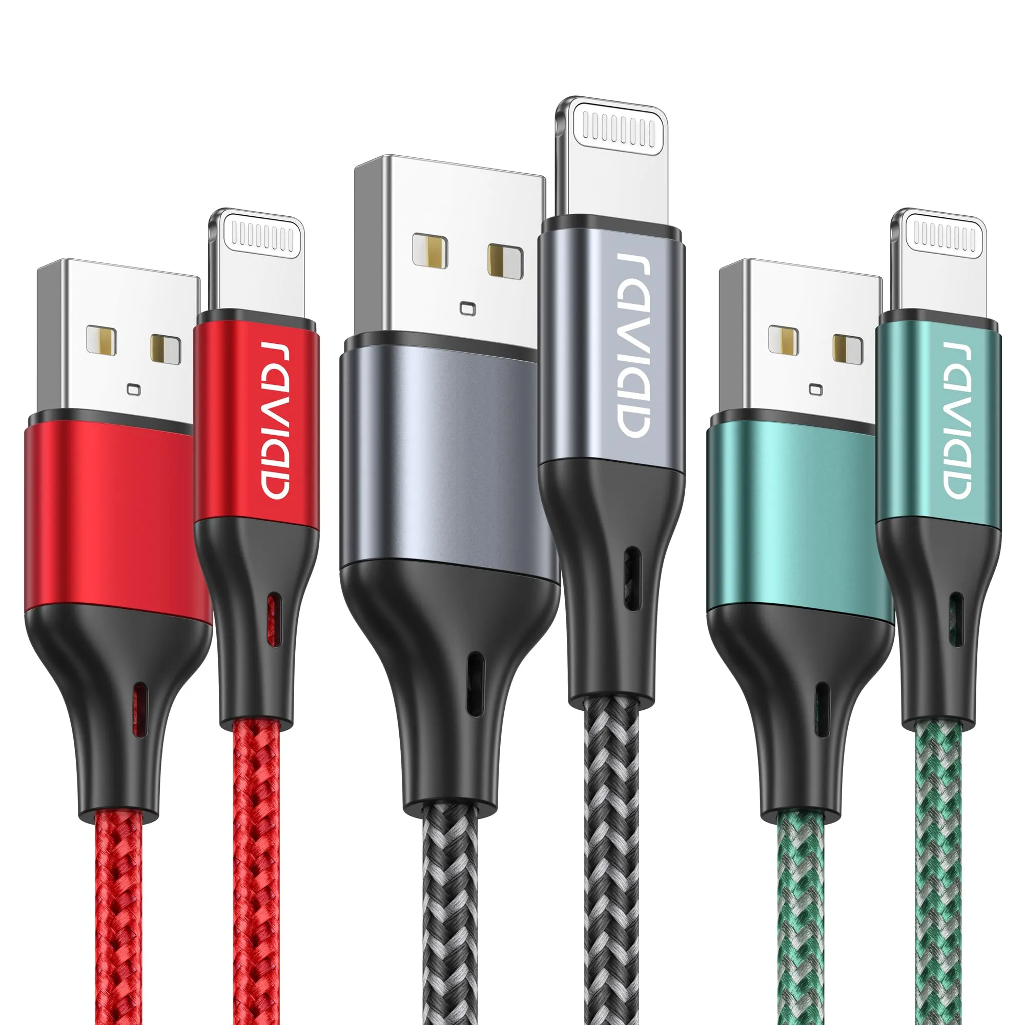 RAVIAD Cavo Lightning per iPhone, 3M, 3 Pezzi, Certificato MFi, Carica Rapida - immagine 1