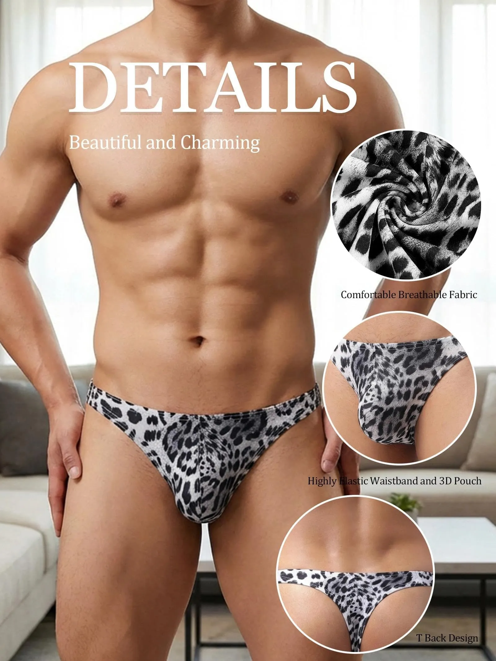 Eagerlove Perizoma Uomo Leopardato Bianco L - immagine 3