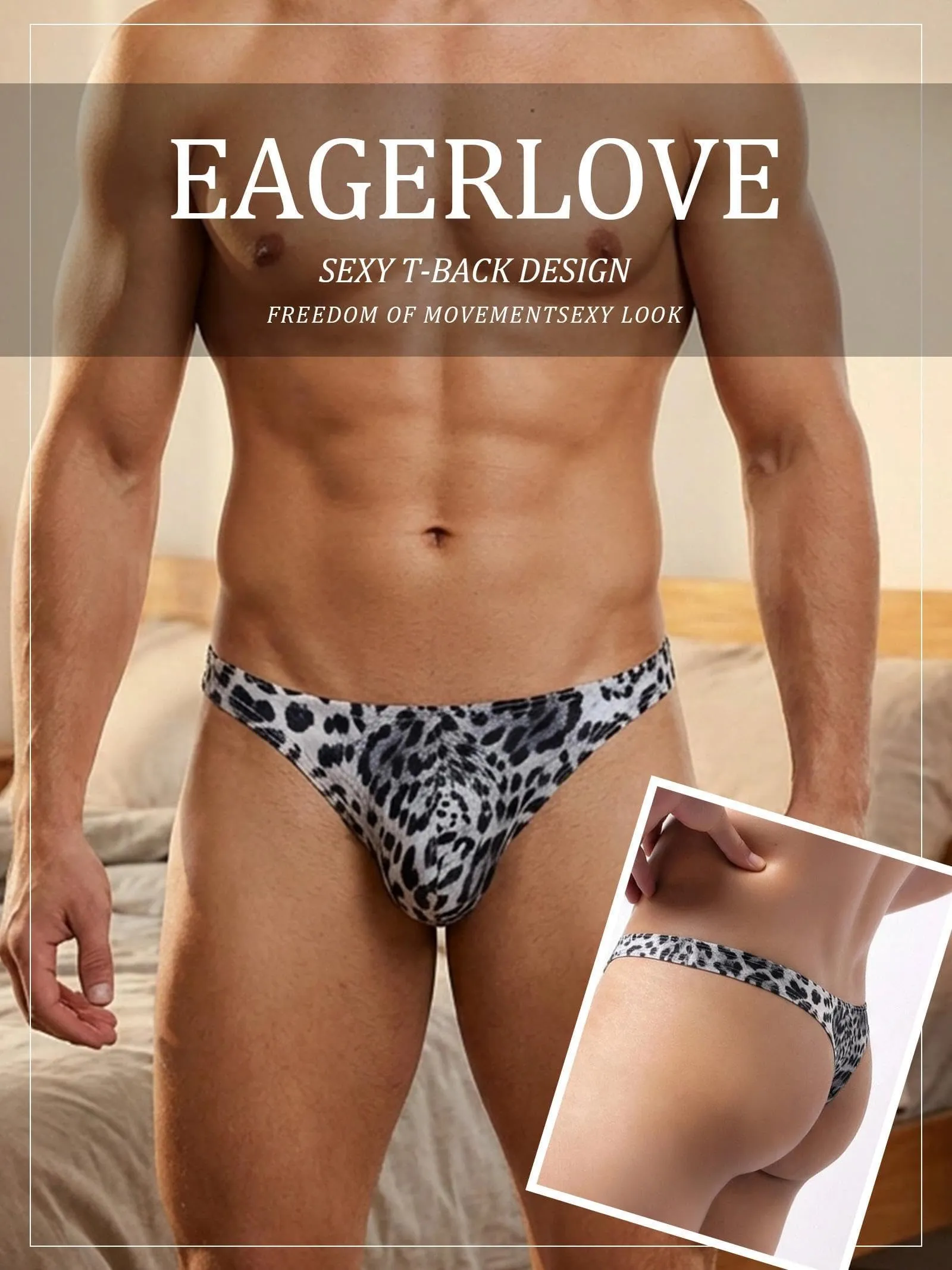Eagerlove Perizoma Uomo Leopardato Bianco XL - immagine 4
