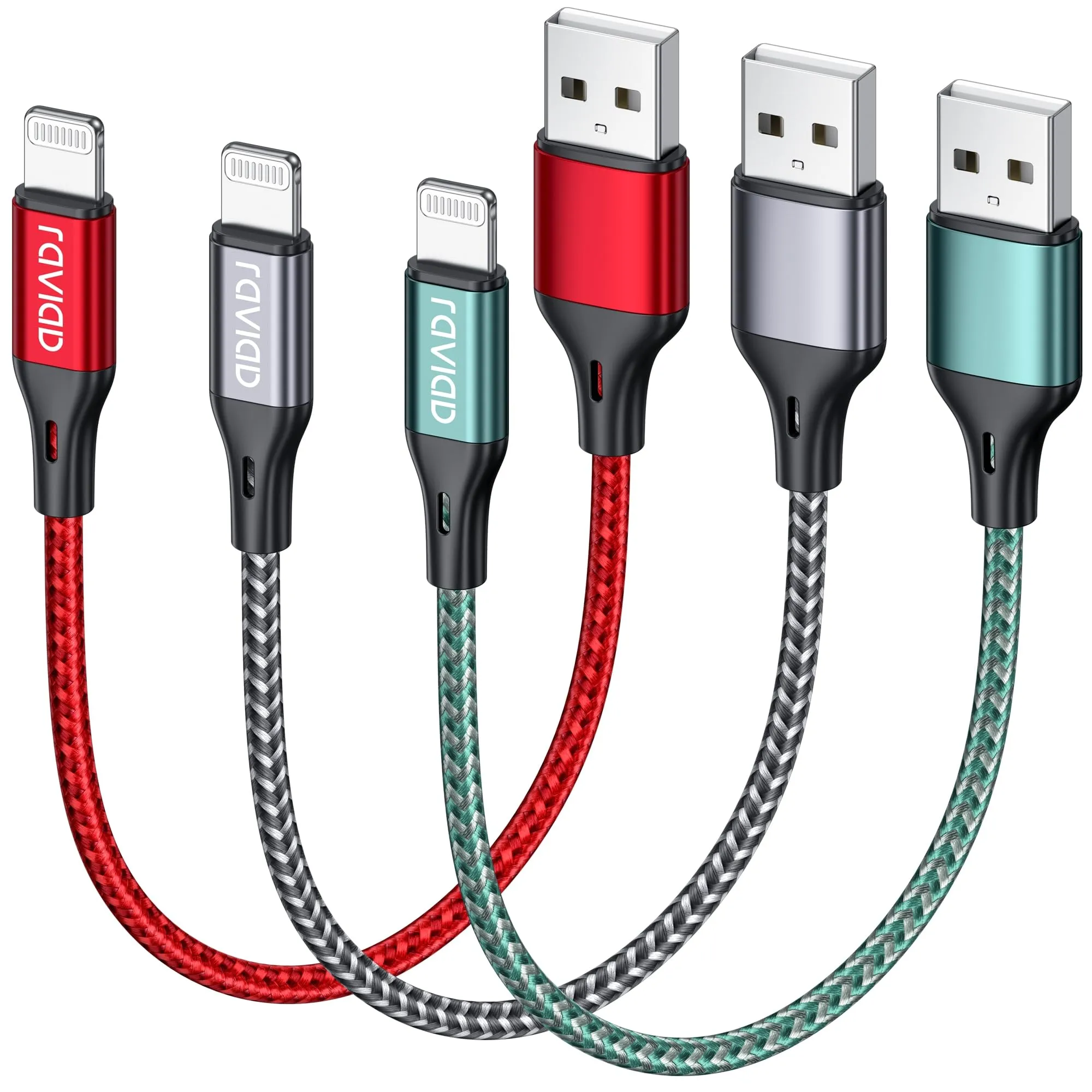 RAVIAD Cavo Lightning per iPhone, 0.5M, 3 Pezzi, Certificato MFi - immagine 1