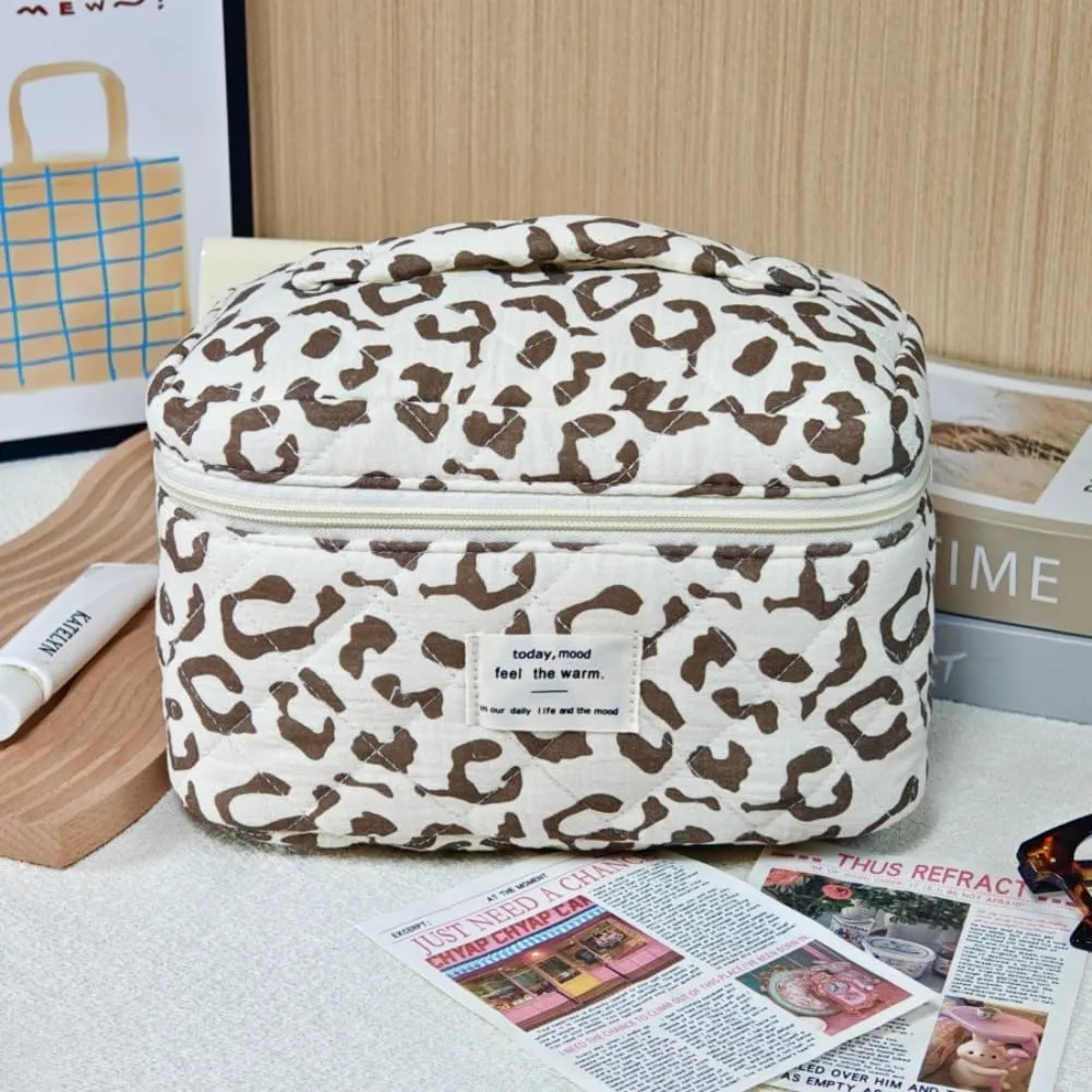 Aucuu Beauty Case Floreale Trapuntato in Cotone, Set da 3 Pezzi per Trucco e Toilette - immagine 3