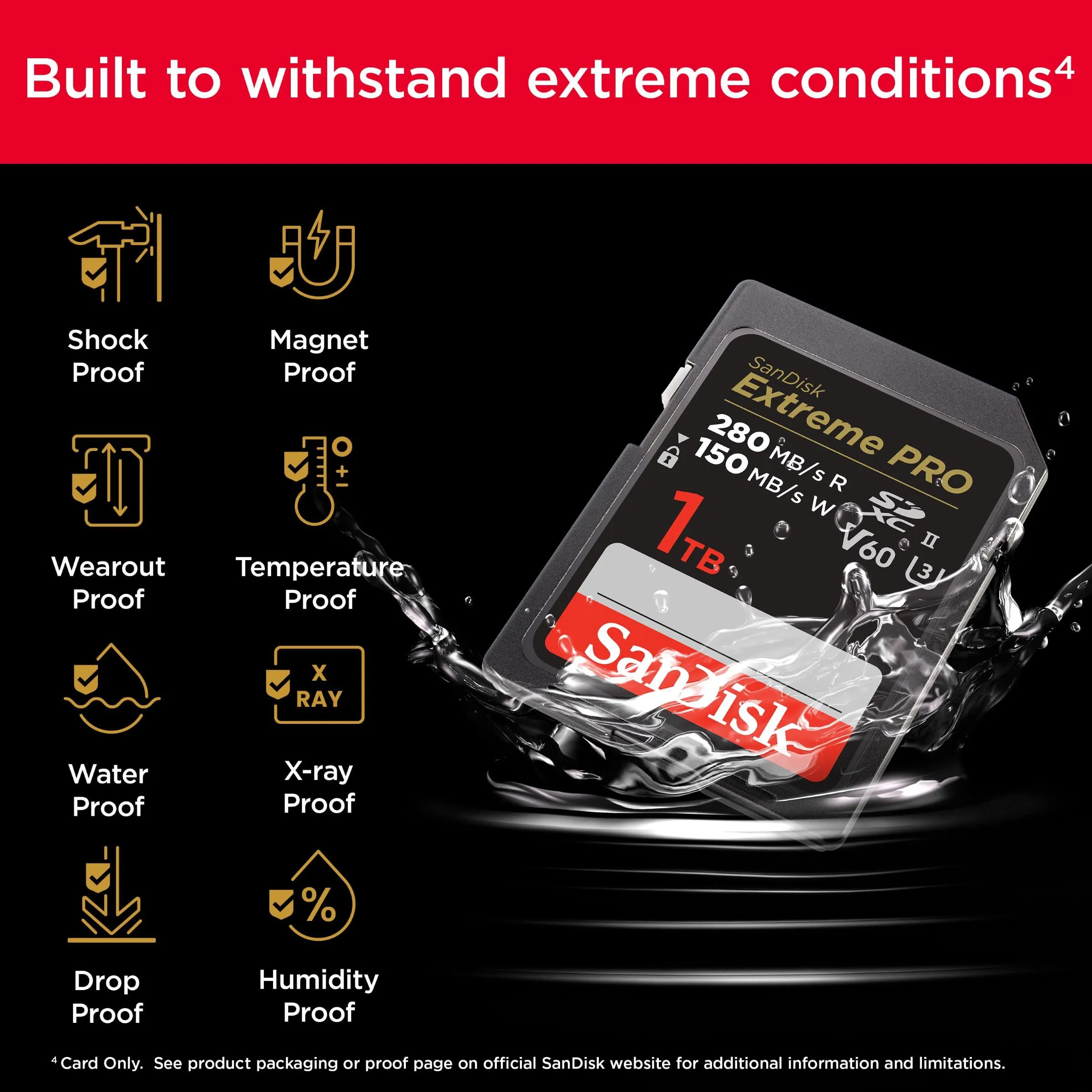SanDisk Extreme PRO 1TB SDXC SD Card V60 UHS-II 280 MB/s 6K 4K UHD Class 10 U3 RescuePro Deluxe - immagine 5