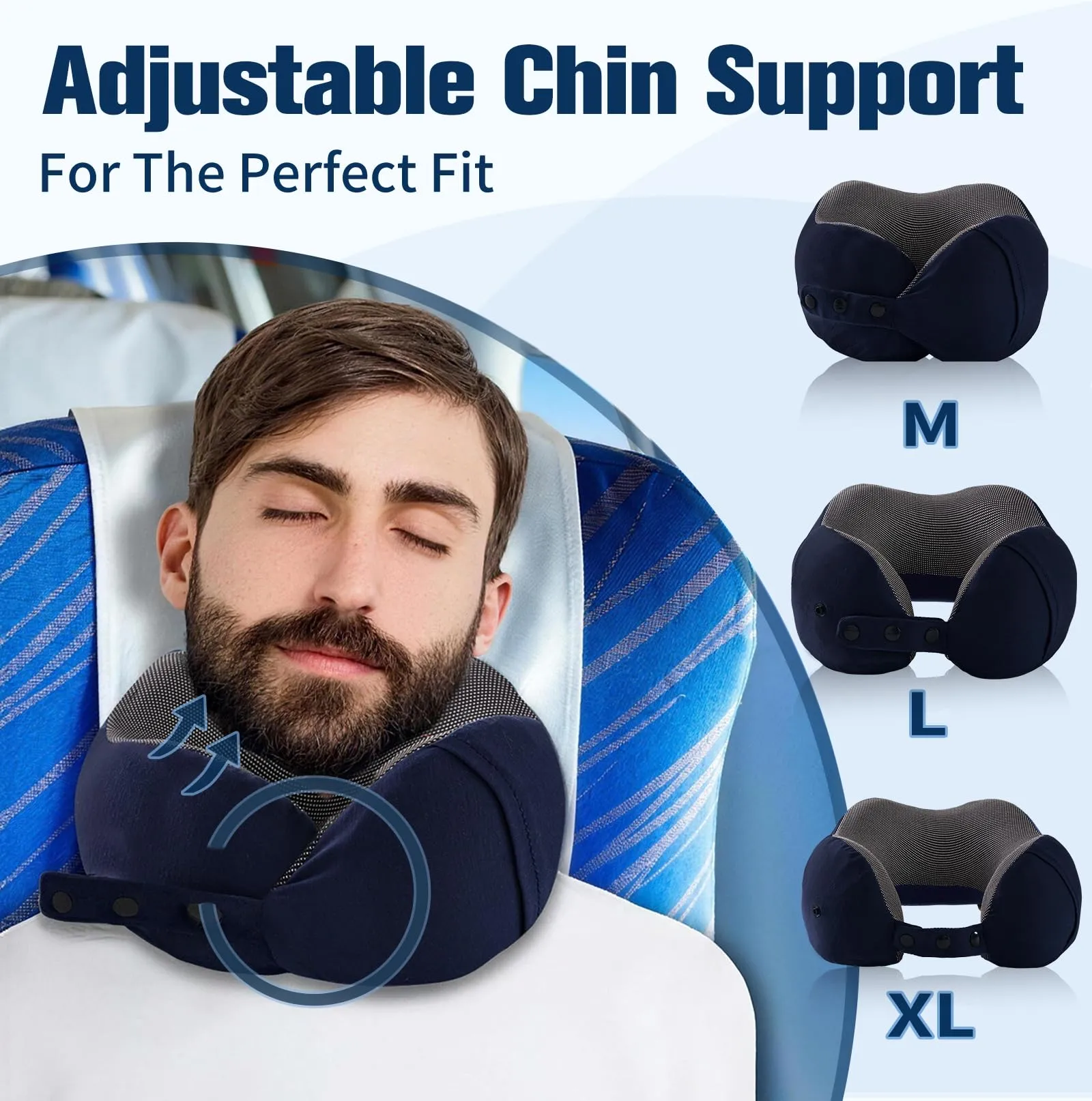 Cirorld Cuscino da Viaggio Collo in Memory Foam Regolabile con Maschera per Dormire, Tappi Auricolari e Borsa per Trasporto - immagine 3