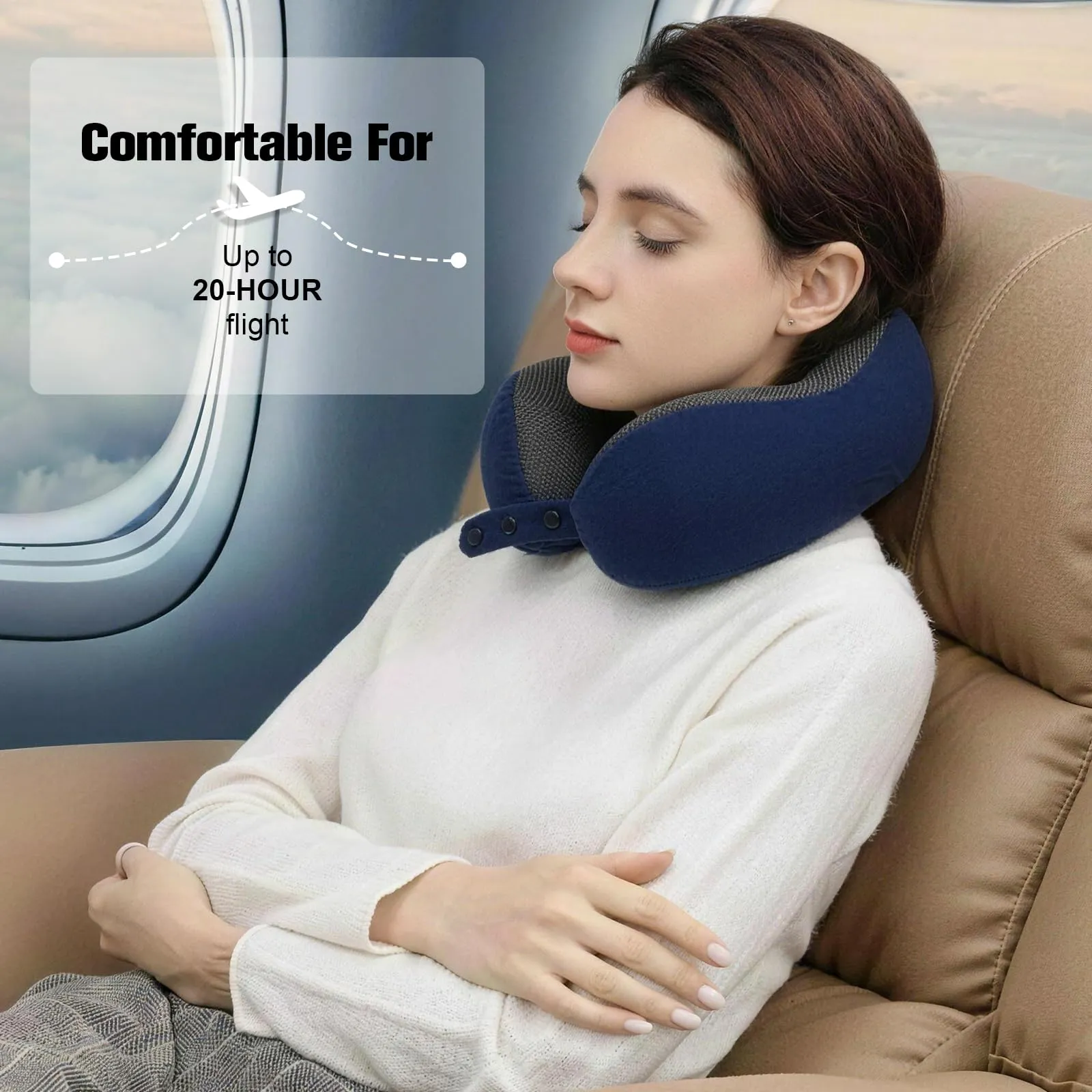 Cirorld Cuscino da Viaggio Collo in Memory Foam Regolabile con Maschera per Dormire, Tappi Auricolari e Borsa per Trasporto - immagine 9
