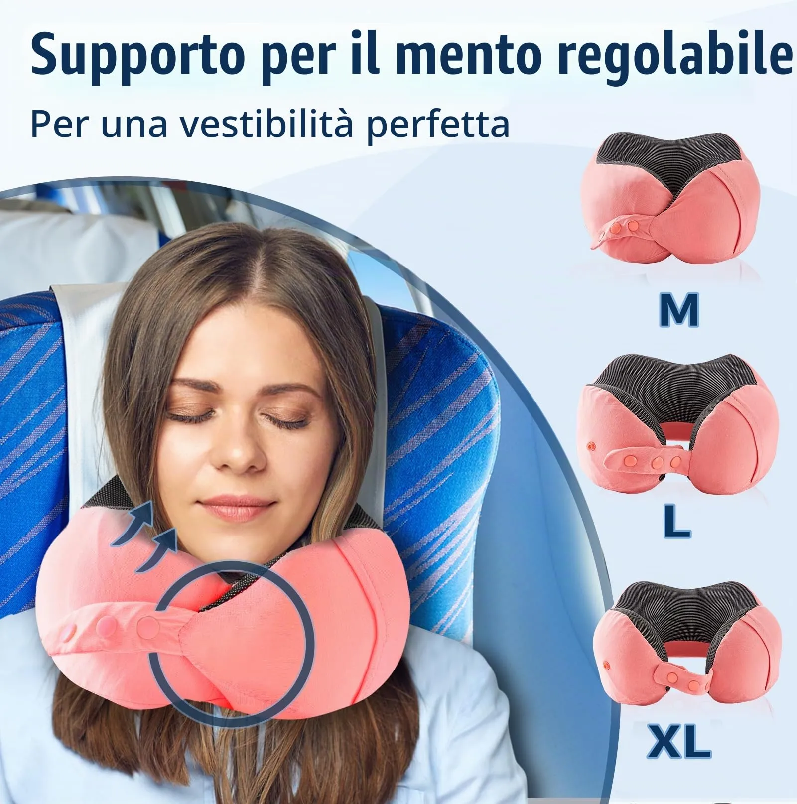 Cirorld Cuscino da Viaggio Memory Foam Regolabile con Maschera per Dormire, Tappi Auricolari e Borsa per Trasporto - immagine 3
