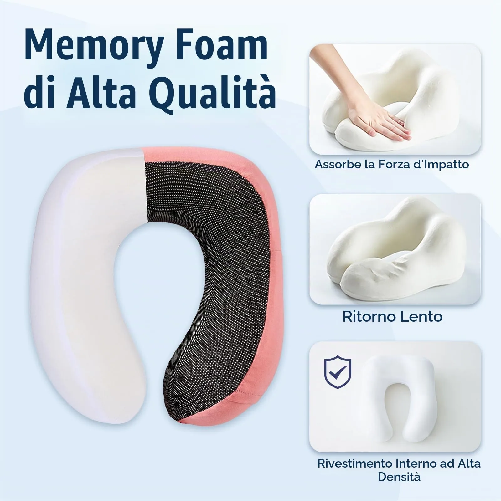 Cirorld Cuscino da Viaggio Memory Foam Regolabile con Maschera per Dormire, Tappi Auricolari e Borsa per Trasporto - immagine 4