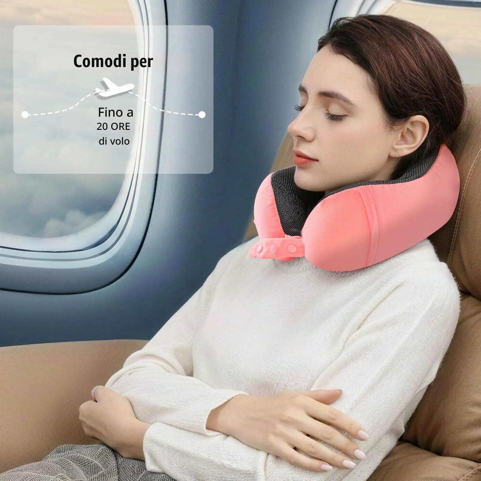 Cirorld Cuscino da Viaggio Memory Foam Regolabile con Maschera per Dormire, Tappi Auricolari e Borsa per Trasporto - immagine 9