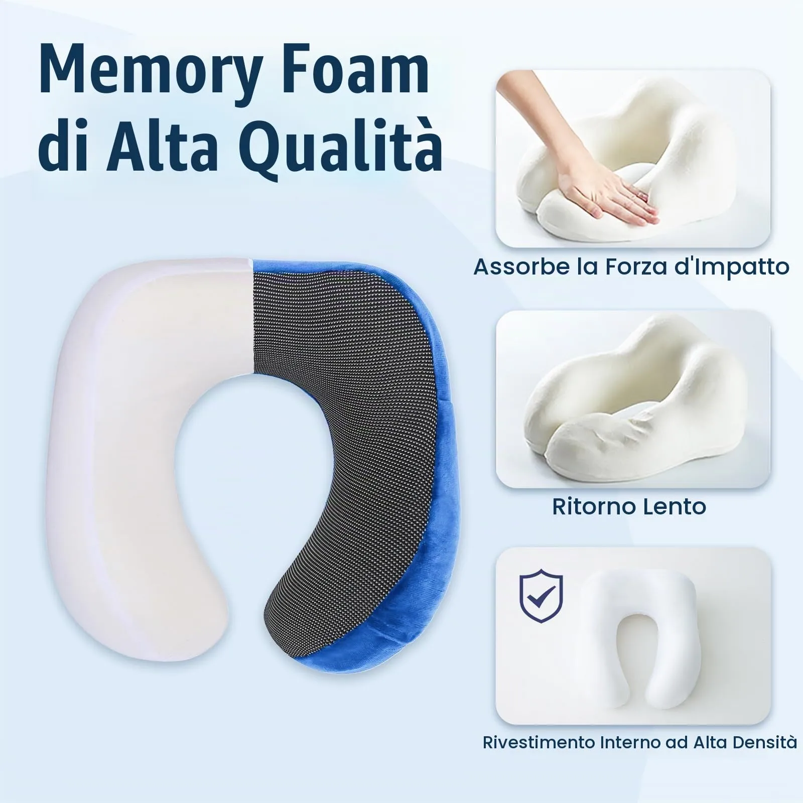 Cirorld Cuscino da Viaggio per Collo in Memory Foam Regolabile con Maschera per Dormire, Tappi Auricolari e Borsa per Trasporto - immagine 3