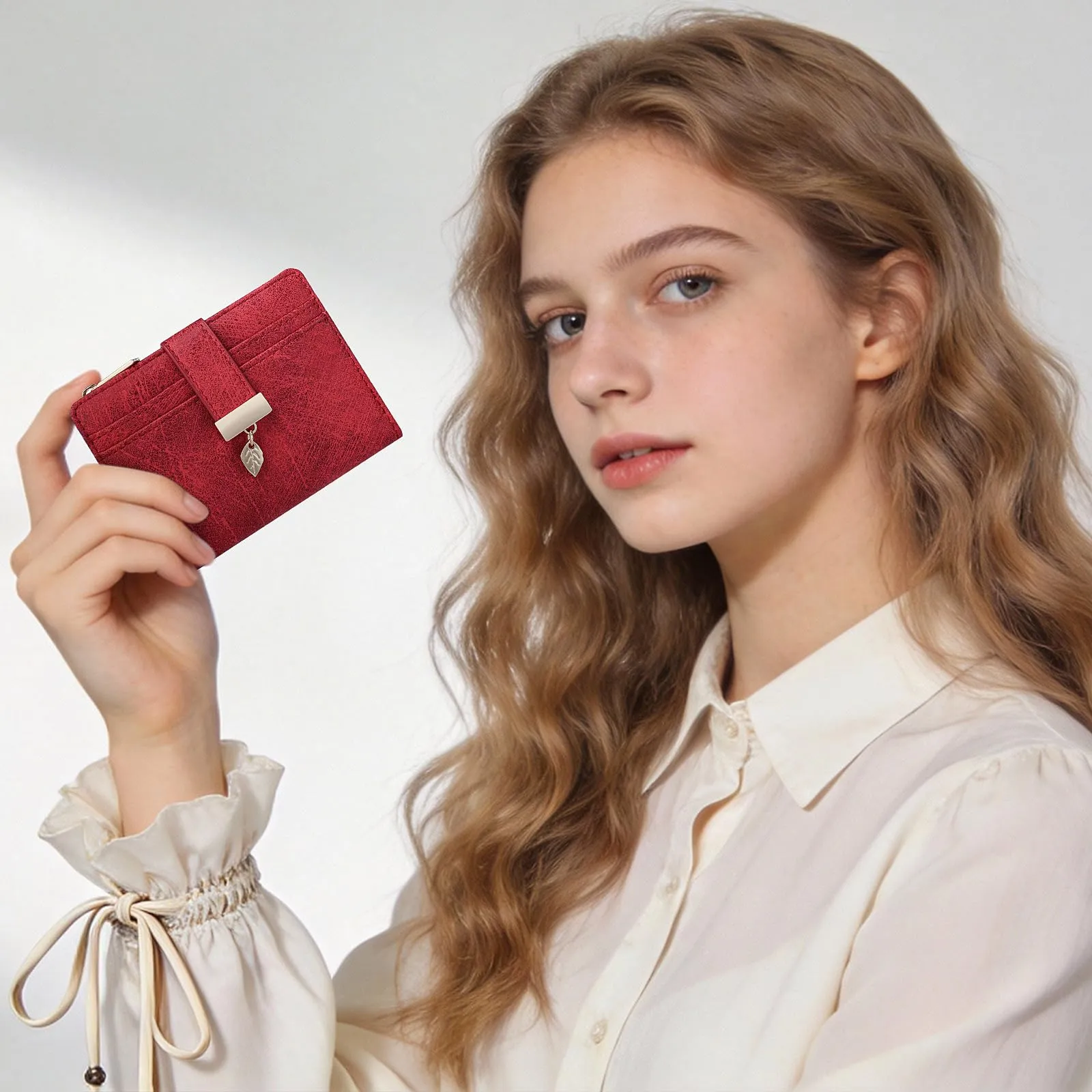 Pomelo Best Portafoglio Donna Compatto con Zip (Rosso Camoscio) - immagine 2