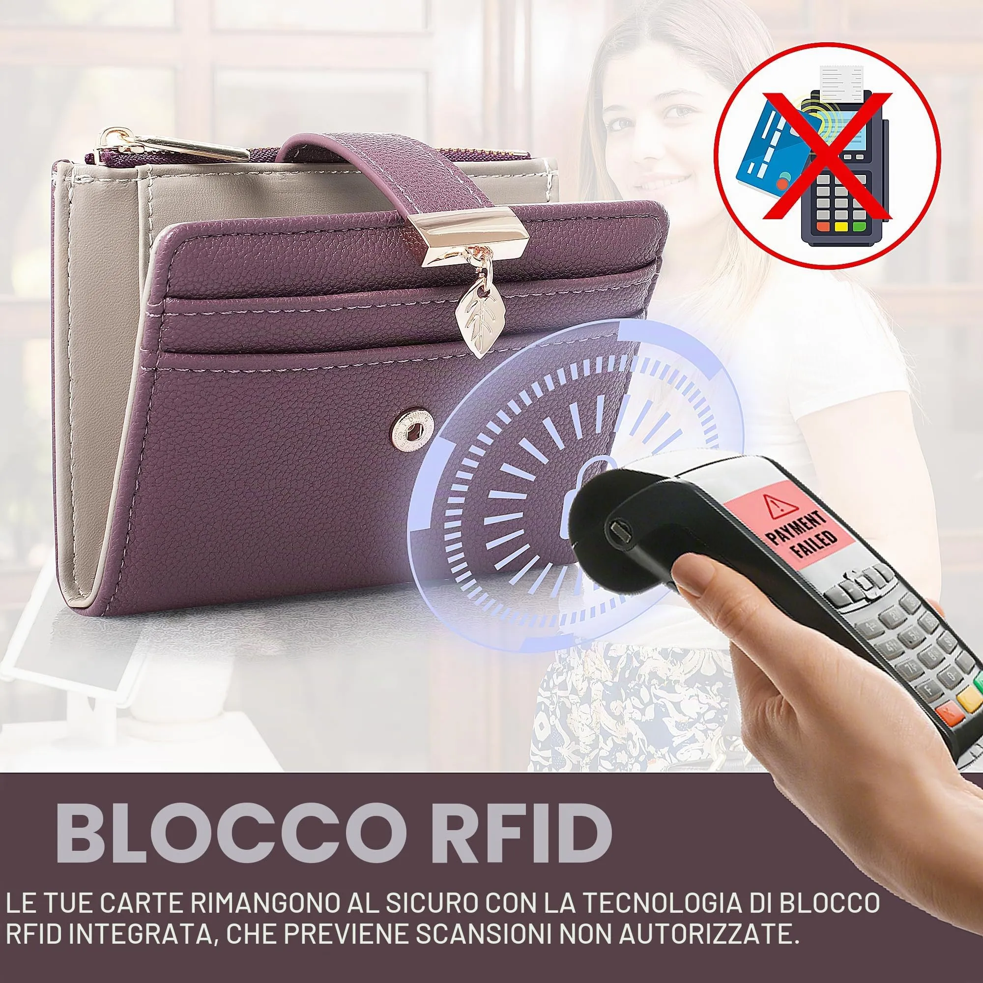 Pomelo Best Piccolo Portafoglio Donna con Zip e Scomparti per Carte (Viola) - immagine 2