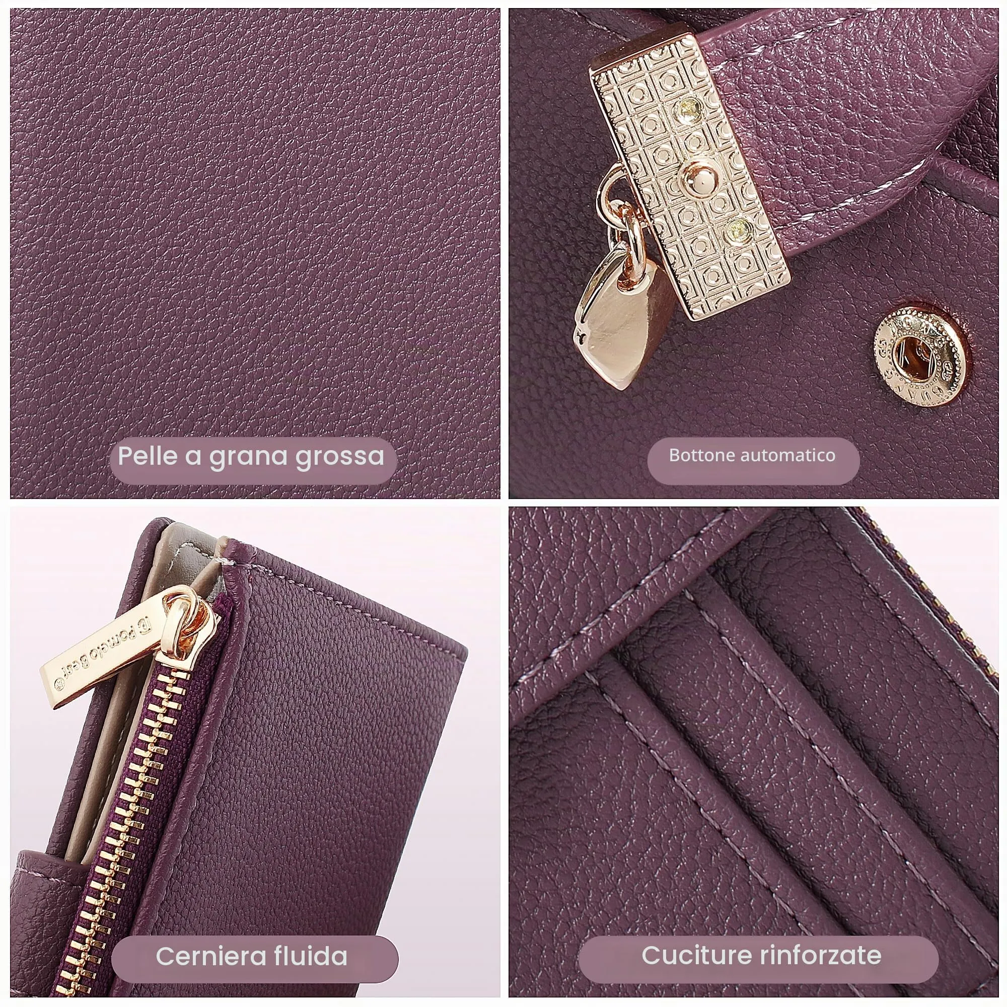 Pomelo Best Piccolo Portafoglio Donna con Zip e Scomparti per Carte (Viola) - immagine 3