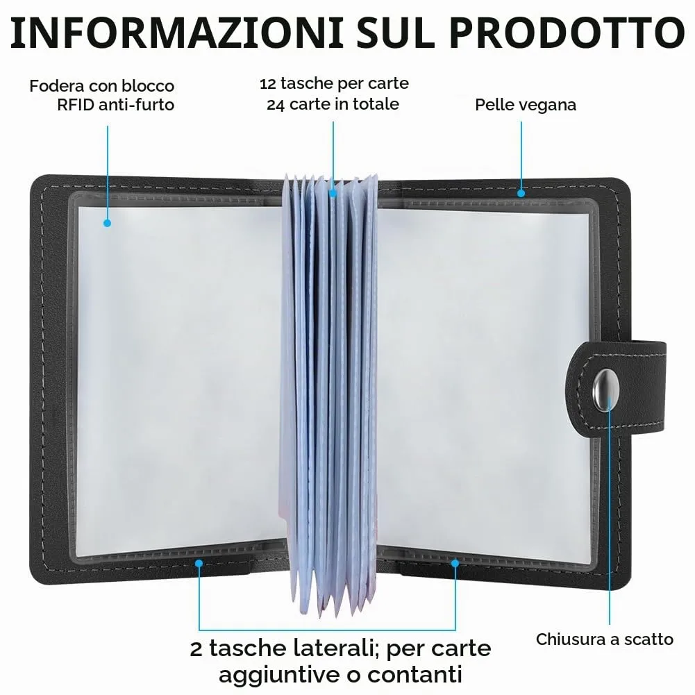 OSDUE Porta Carte di Credito in Pelle PU con Protezione RFID, 26 Scomparti - immagine 3