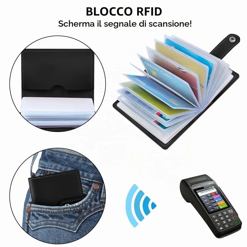 OSDUE Porta Carte di Credito in Pelle PU con Protezione RFID, 26 Scomparti - immagine 5