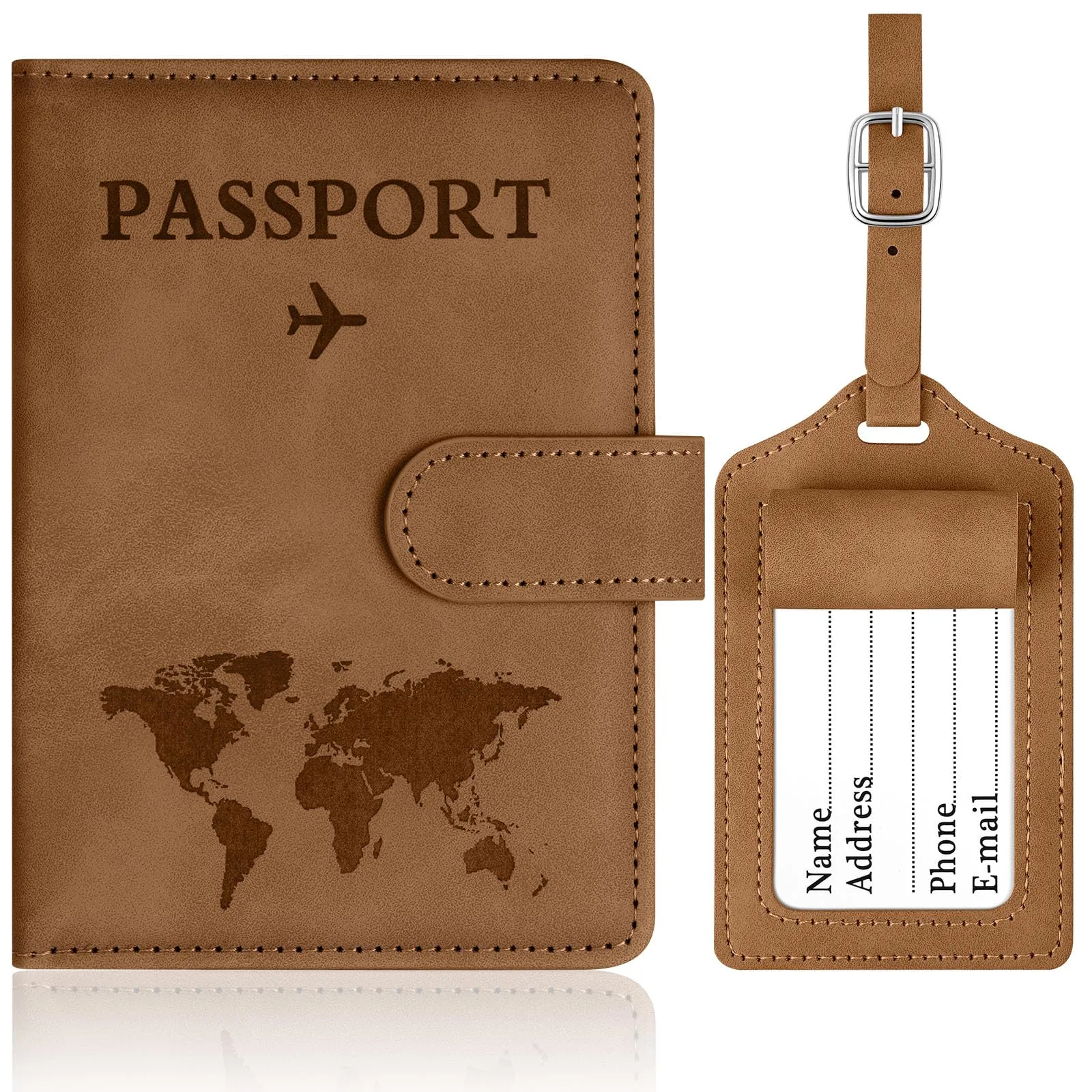 OFFCUP Custodia per Passaporto con Blocco RFID in Pelle PU, Marrone - immagine 1