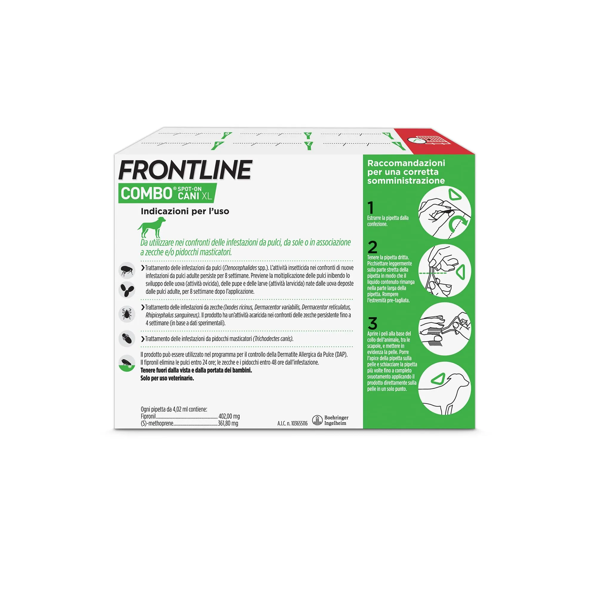 Frontline Combo, 3+3 Pipette, Taglia XL (> 40 kg) - immagine 2
