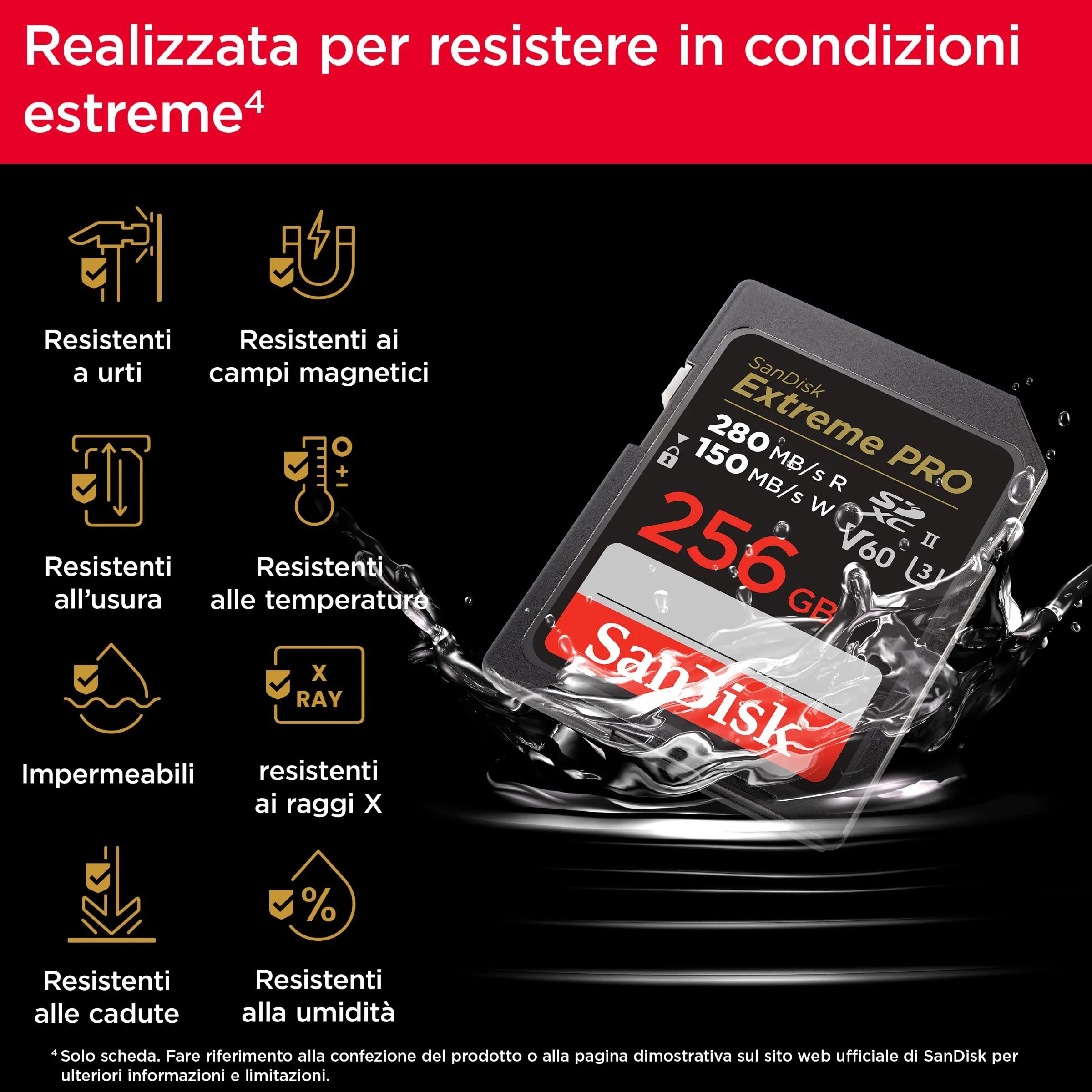 SanDisk Extreme PRO 256GB SDXC SD Card V60 UHS-II Class 10 U3 - immagine 5