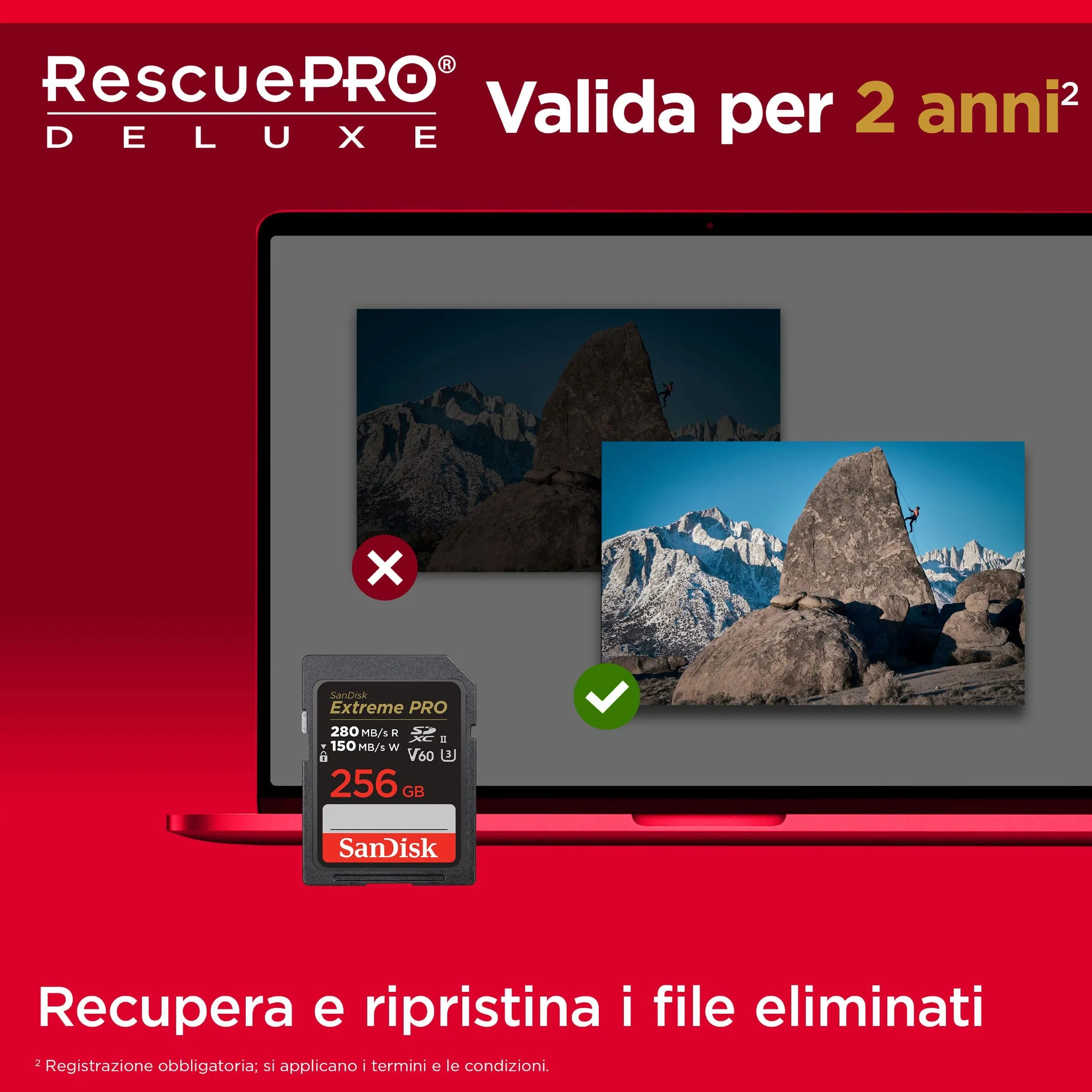 SanDisk Extreme PRO 256GB SDXC SD Card V60 UHS-II Class 10 U3 - immagine 6